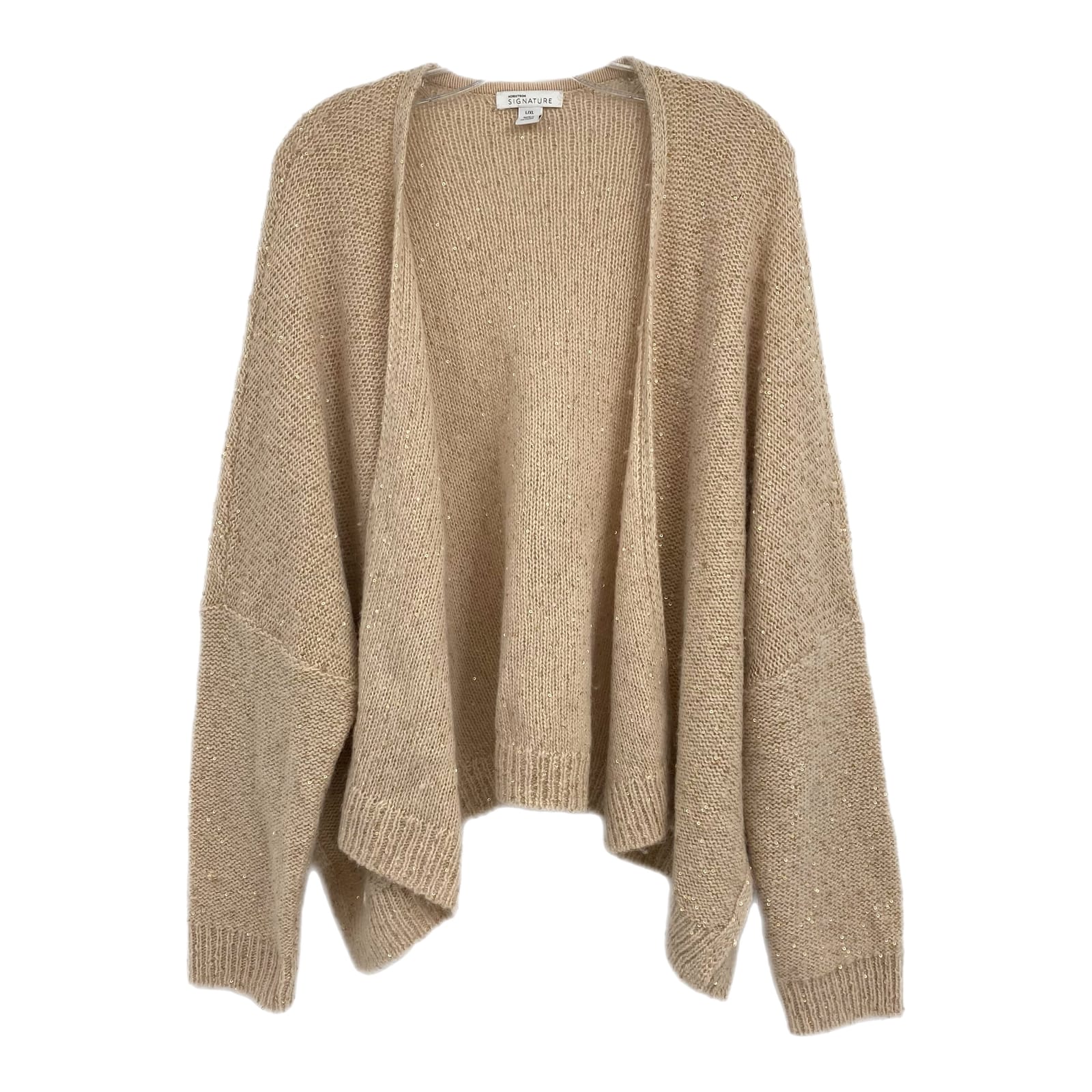 Nordstrom Beige Knit Sequin Accent Cardigan