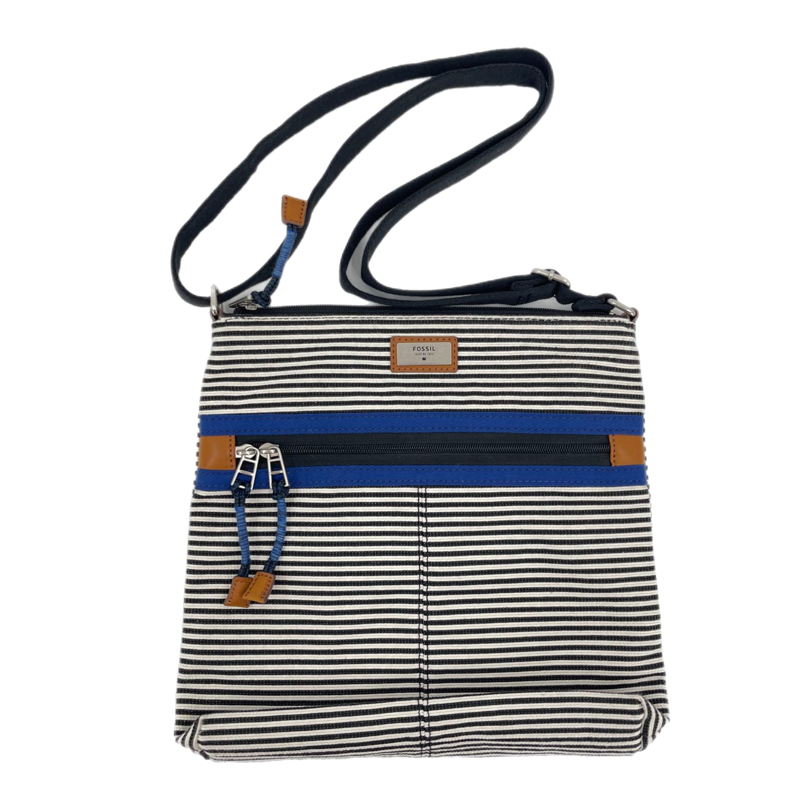 Fossil White Striped Textile Crossbody Bag