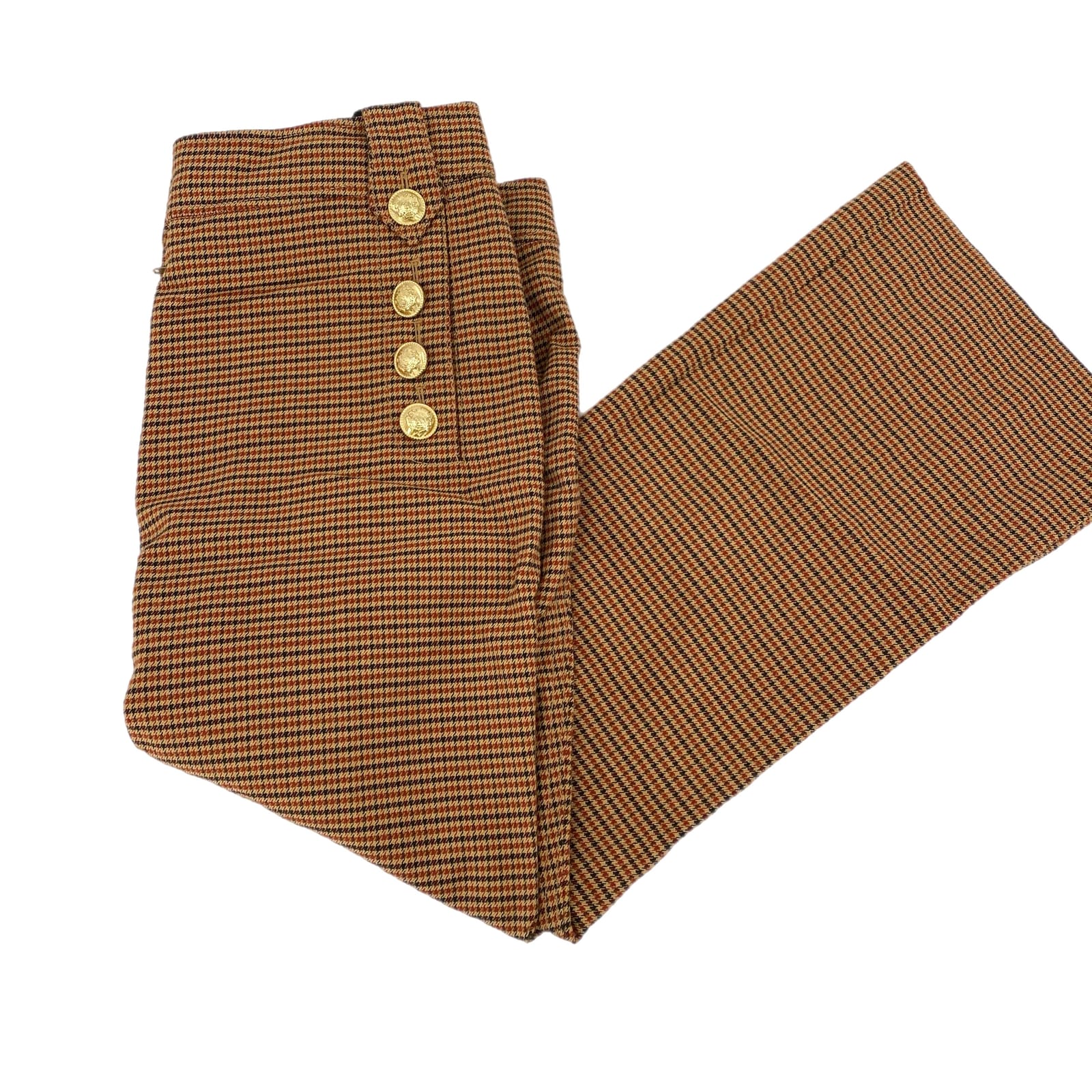 10 Crosby Derek Lam Beige Orange Printed Gold Buttons Pants