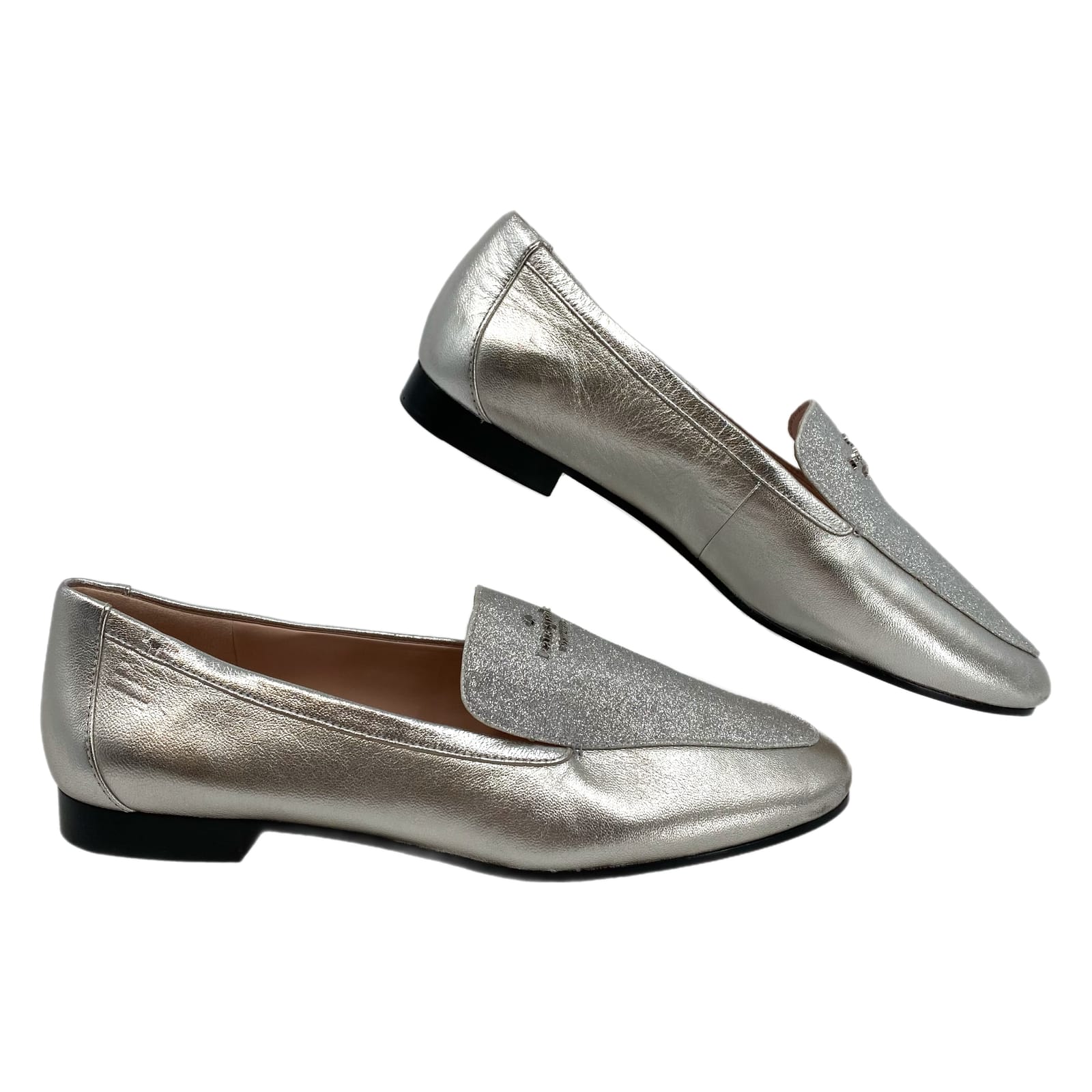 Kate Spade Silver Glitter City Nights Loafers