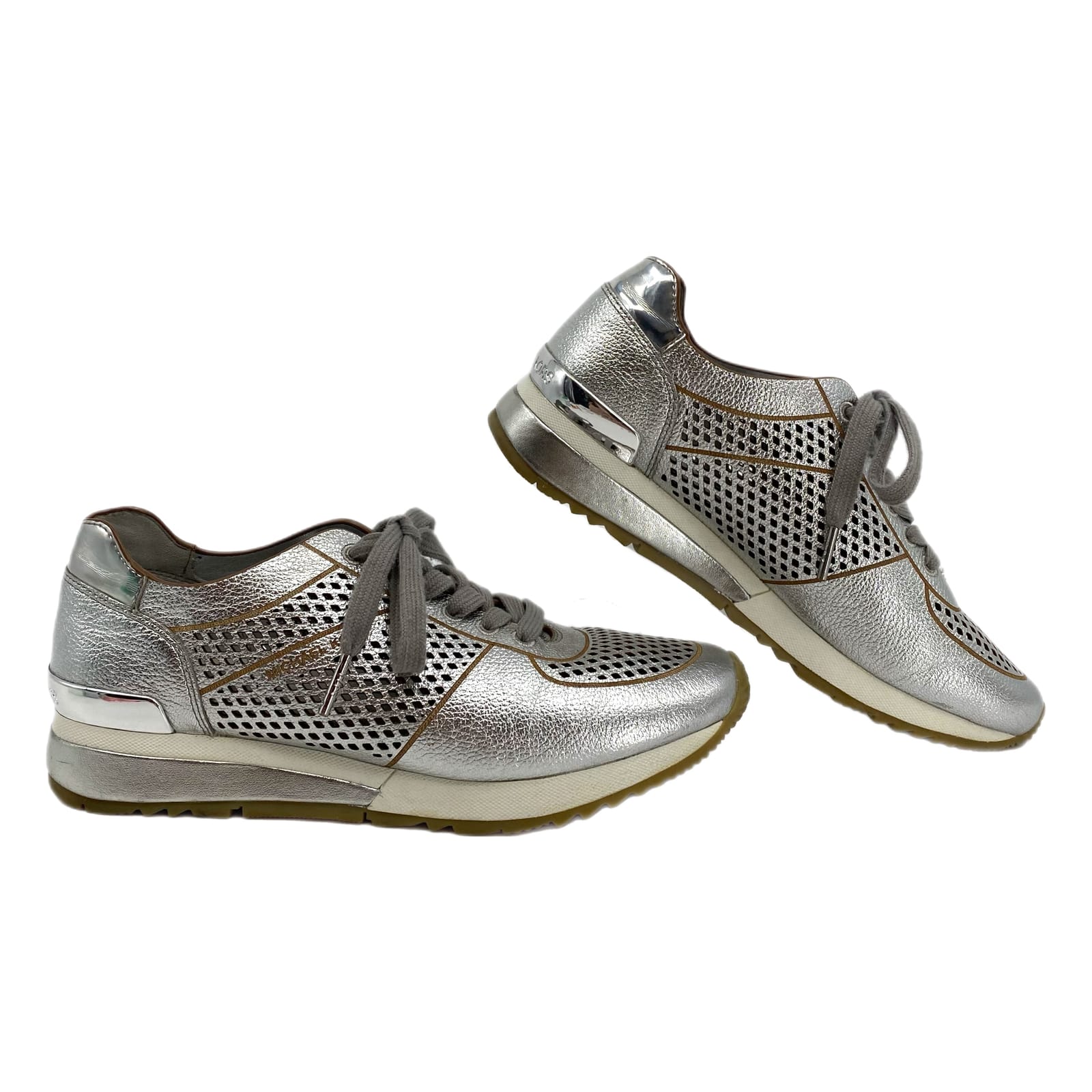 Michael Kors Silver Laser-Cut Sneakers
