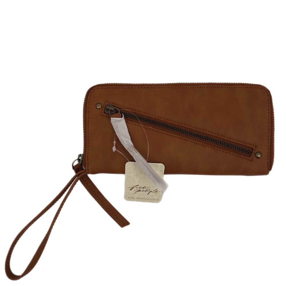 Free People Brown Vegan Leather Wristlet