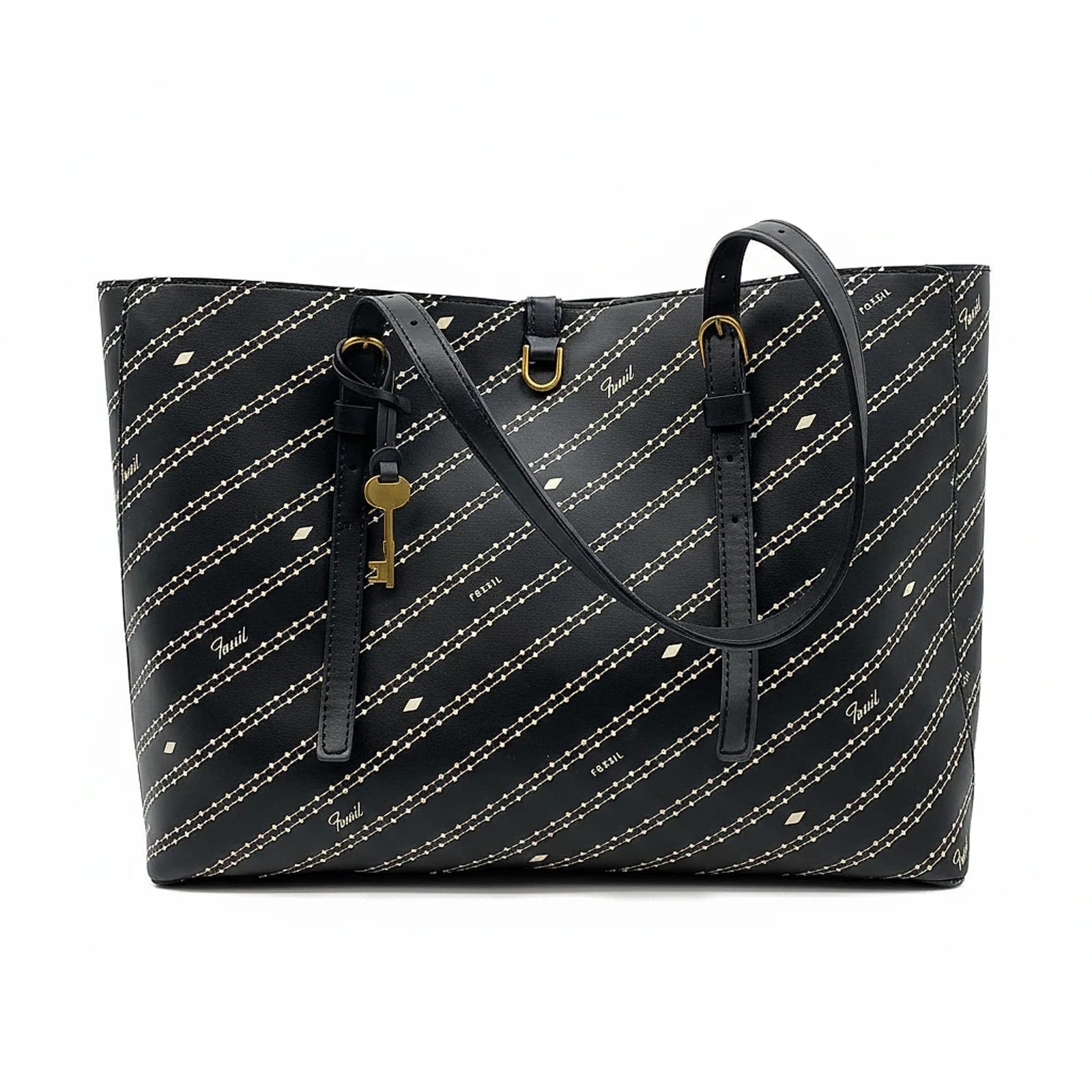 Fossil Black Faux Leather Tote
