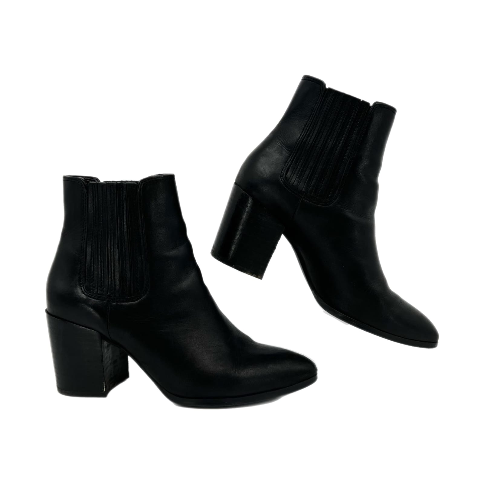 Steve Madden Black Leather Heeled Booties