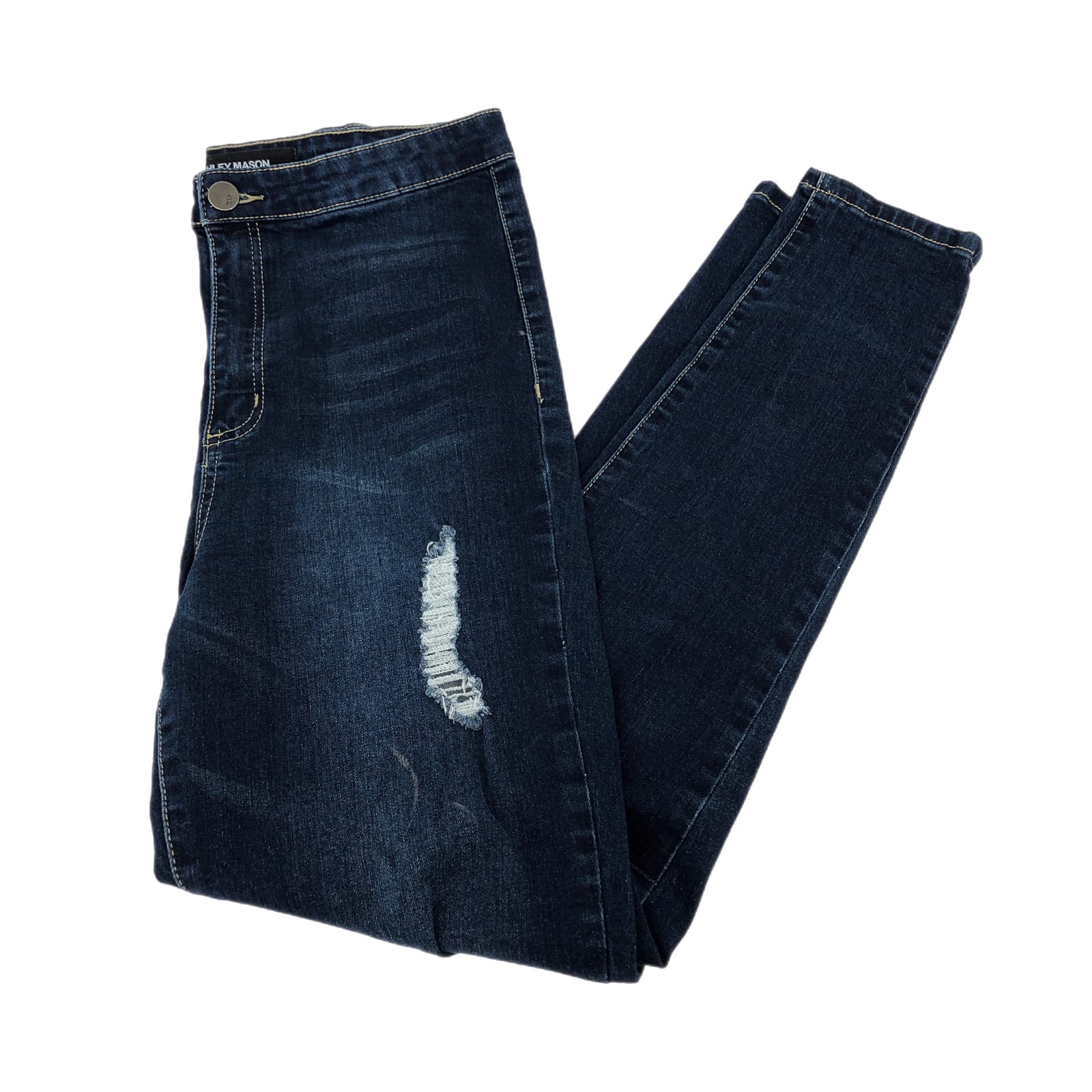 Ashley Mason Blue Distressed Straight Leg Jeans