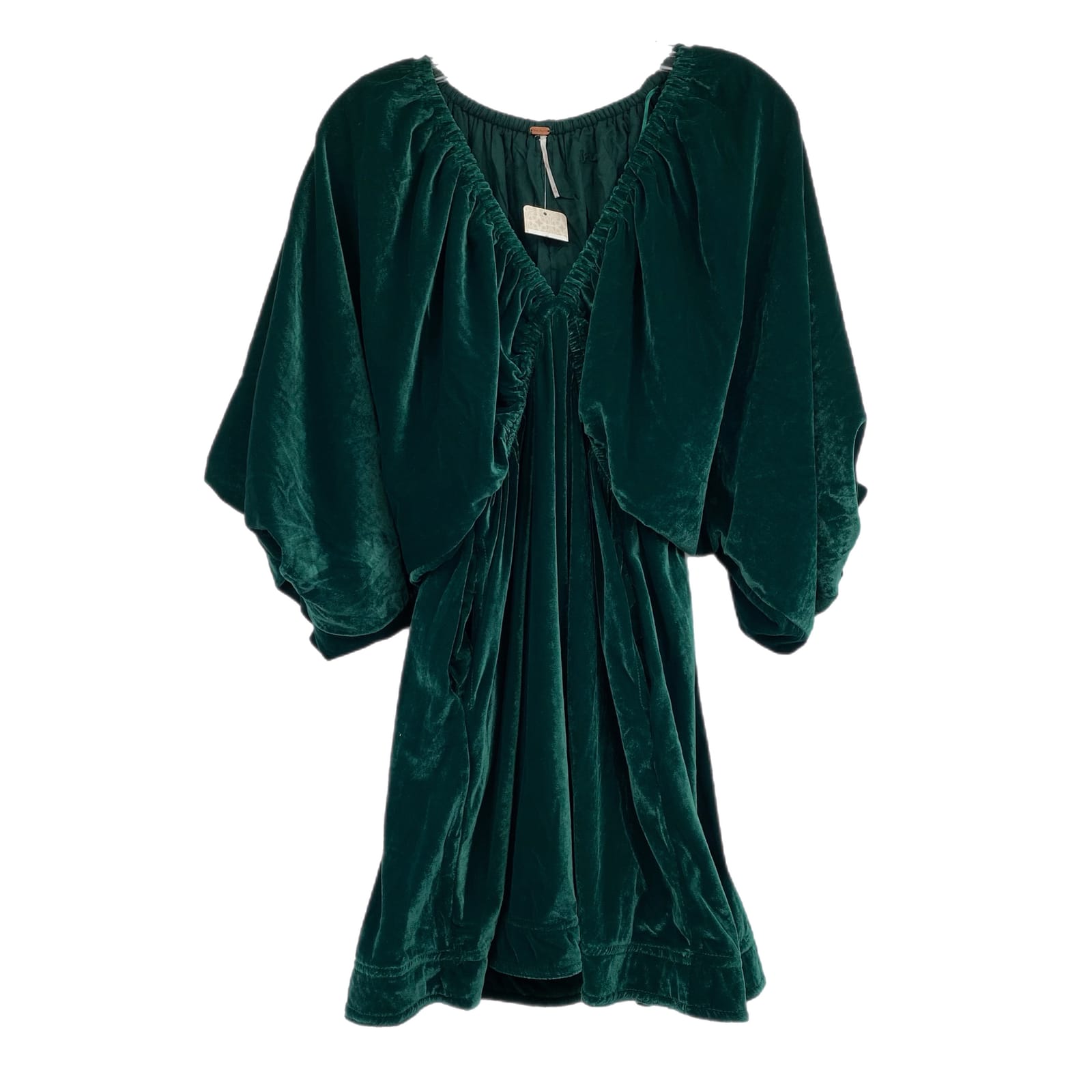 Free People Green Velvet Puff Sleeve Mini Dress