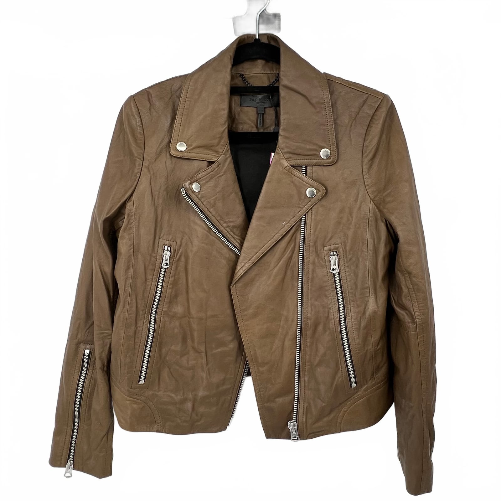 rag & bone Mack Moto Leather Jacket Brown