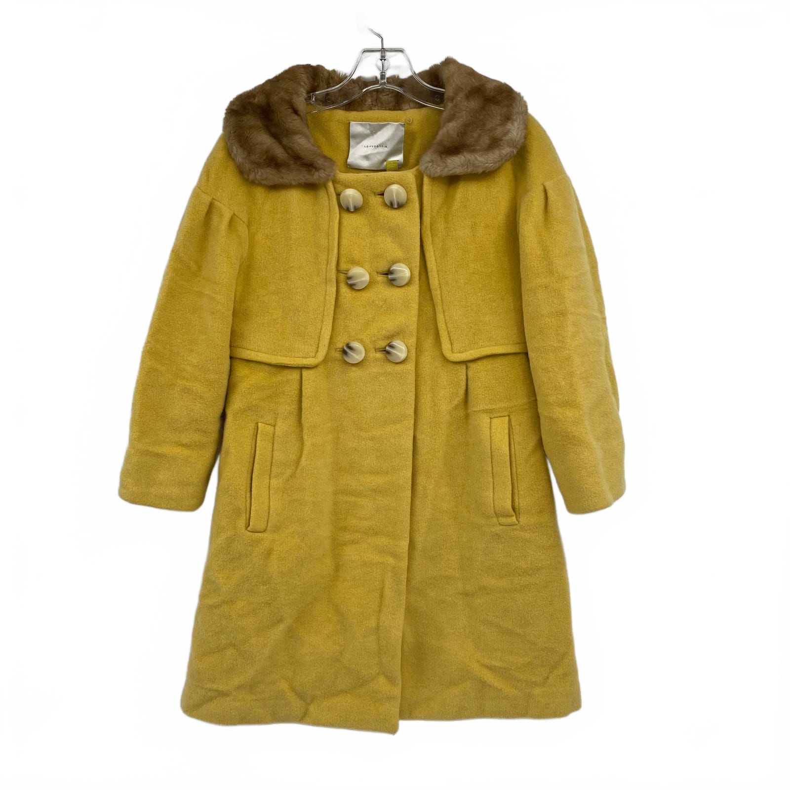 Leifsdottir Yellow Wool Mohair Pea Coat