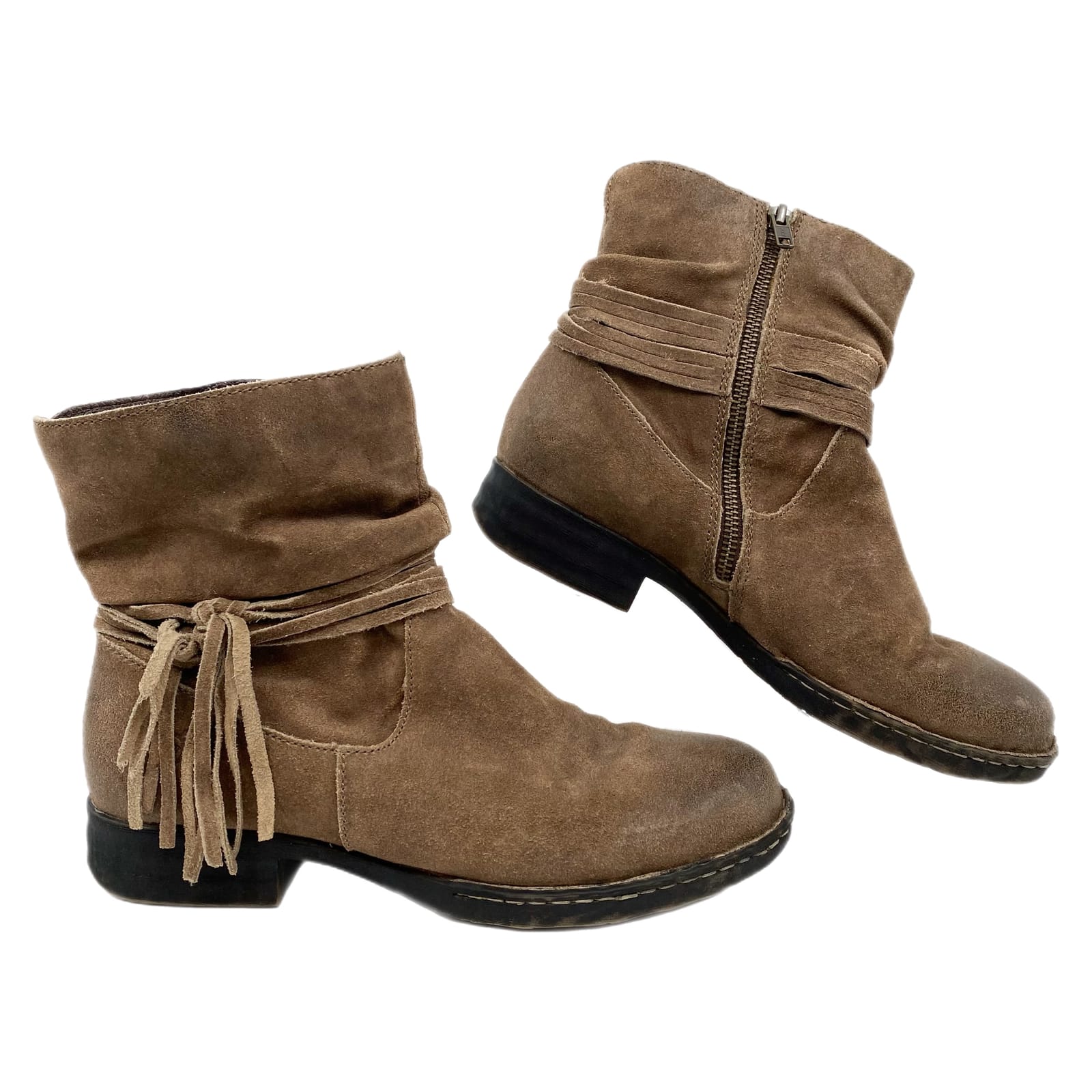 Born Brown Suede Tassel Ankle Boots