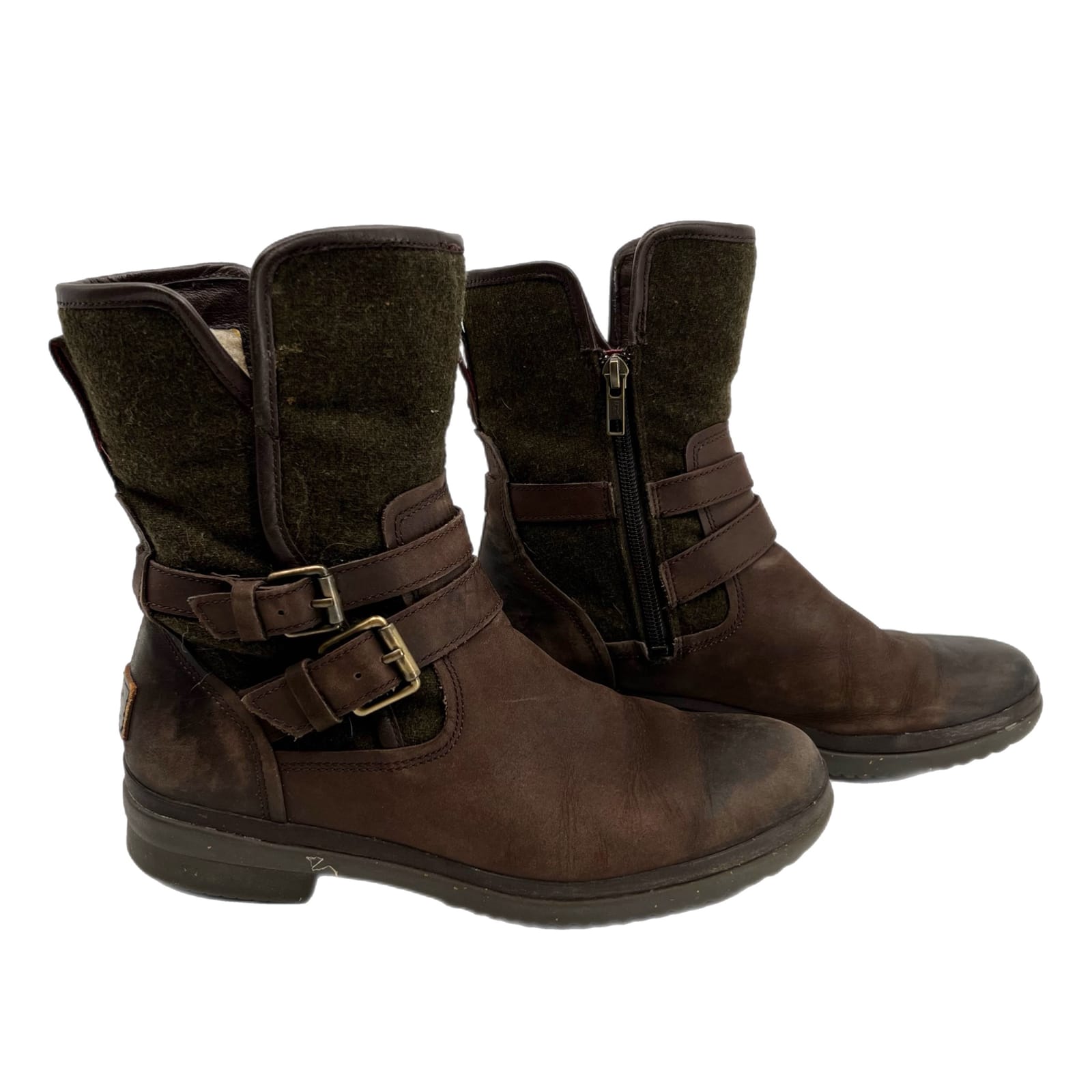 UGG Brown Leather Zip Ankle Booties