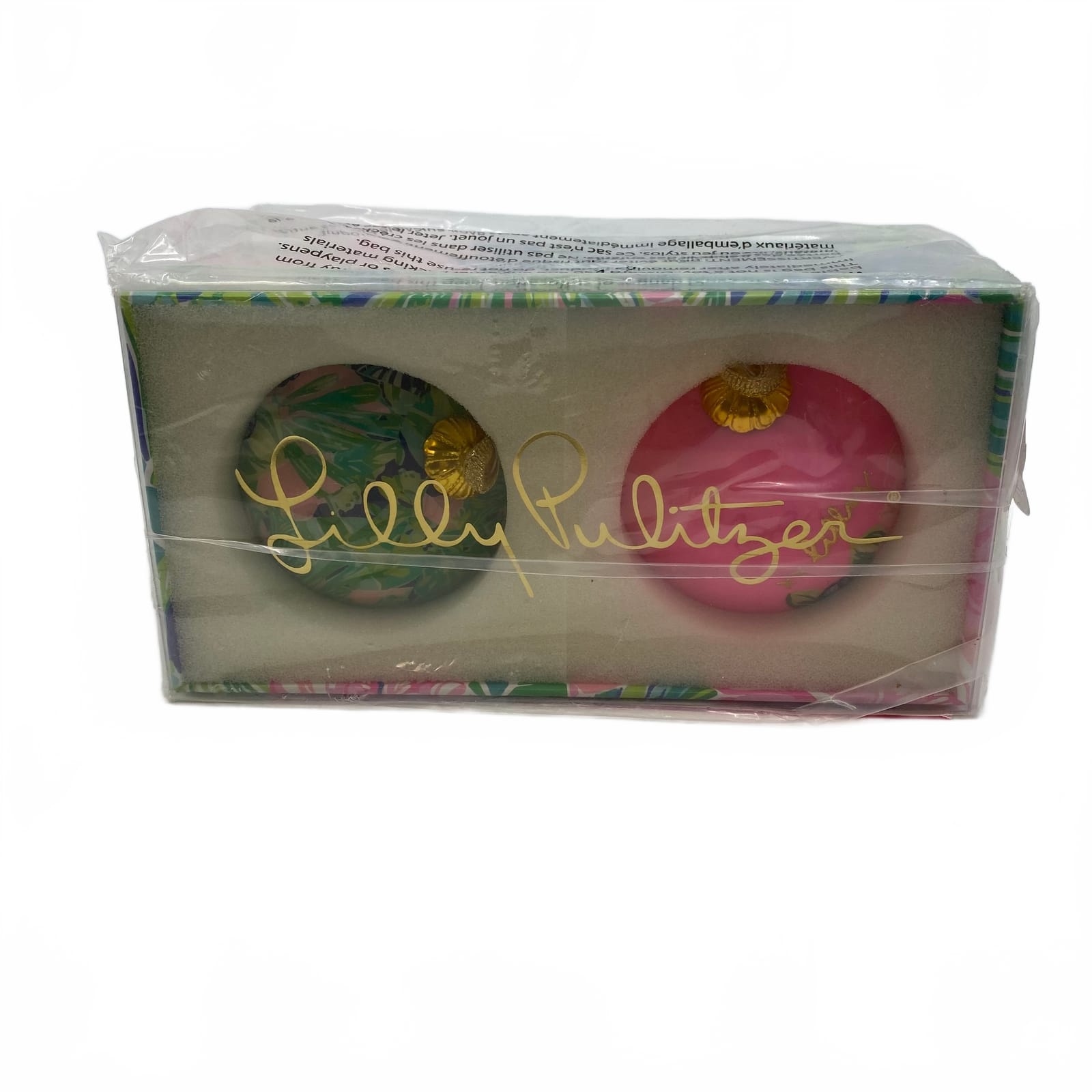 Lilly Pulitzer Pink Green Ornament Set