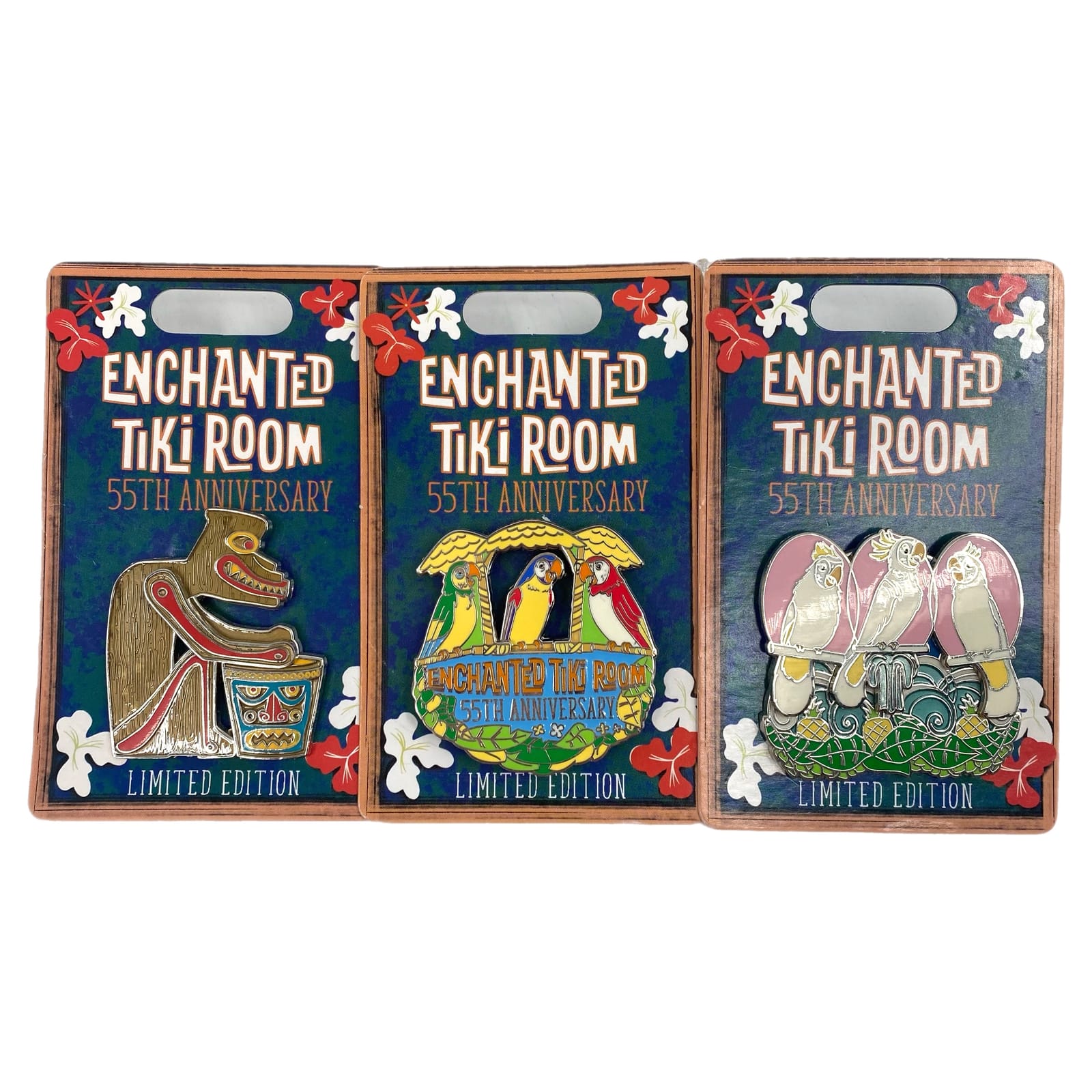 Disney Enchanted Tiki Room 55th Anniversary Limited Edition Pin Set