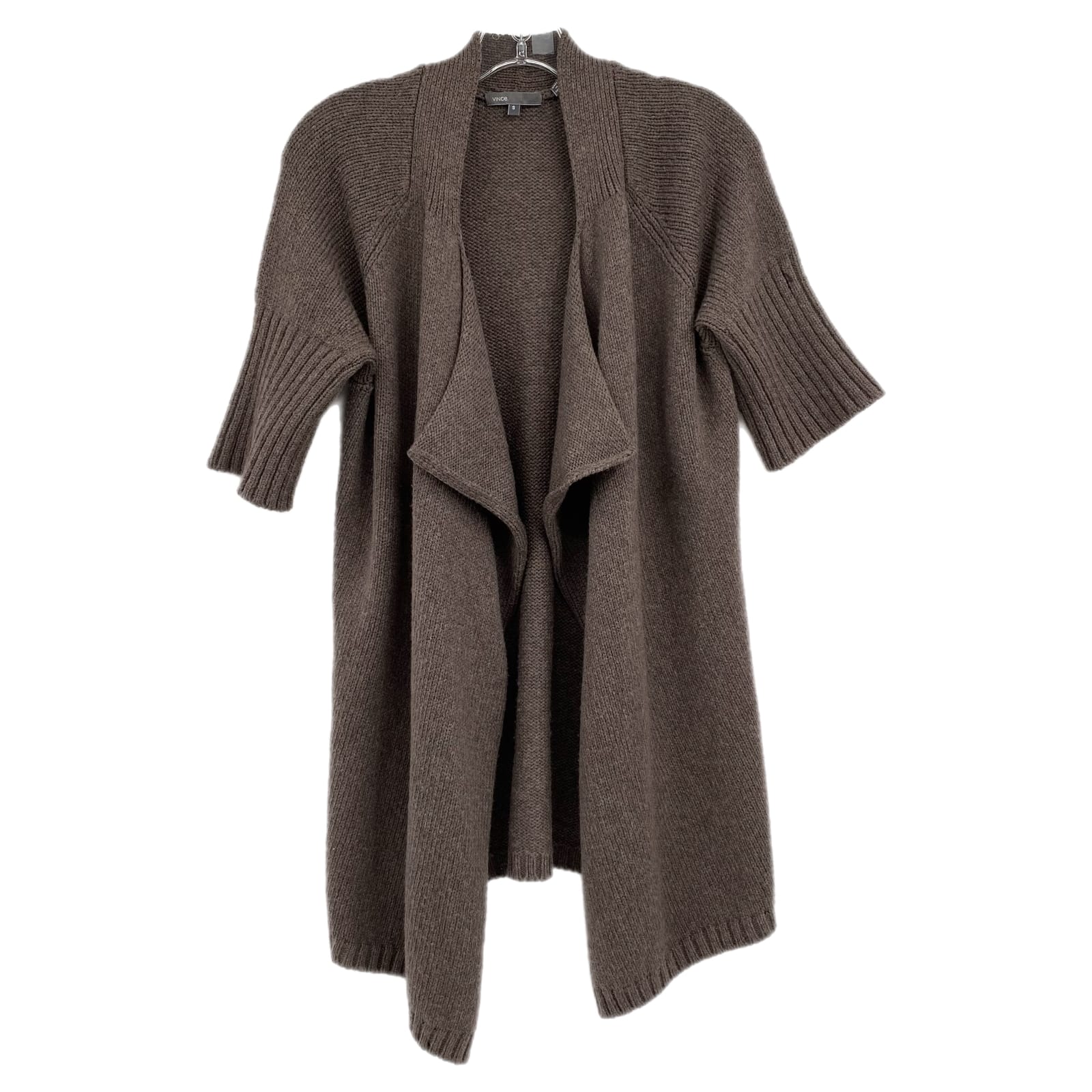 Vince Brown Knit Short Sleeve Cardigan