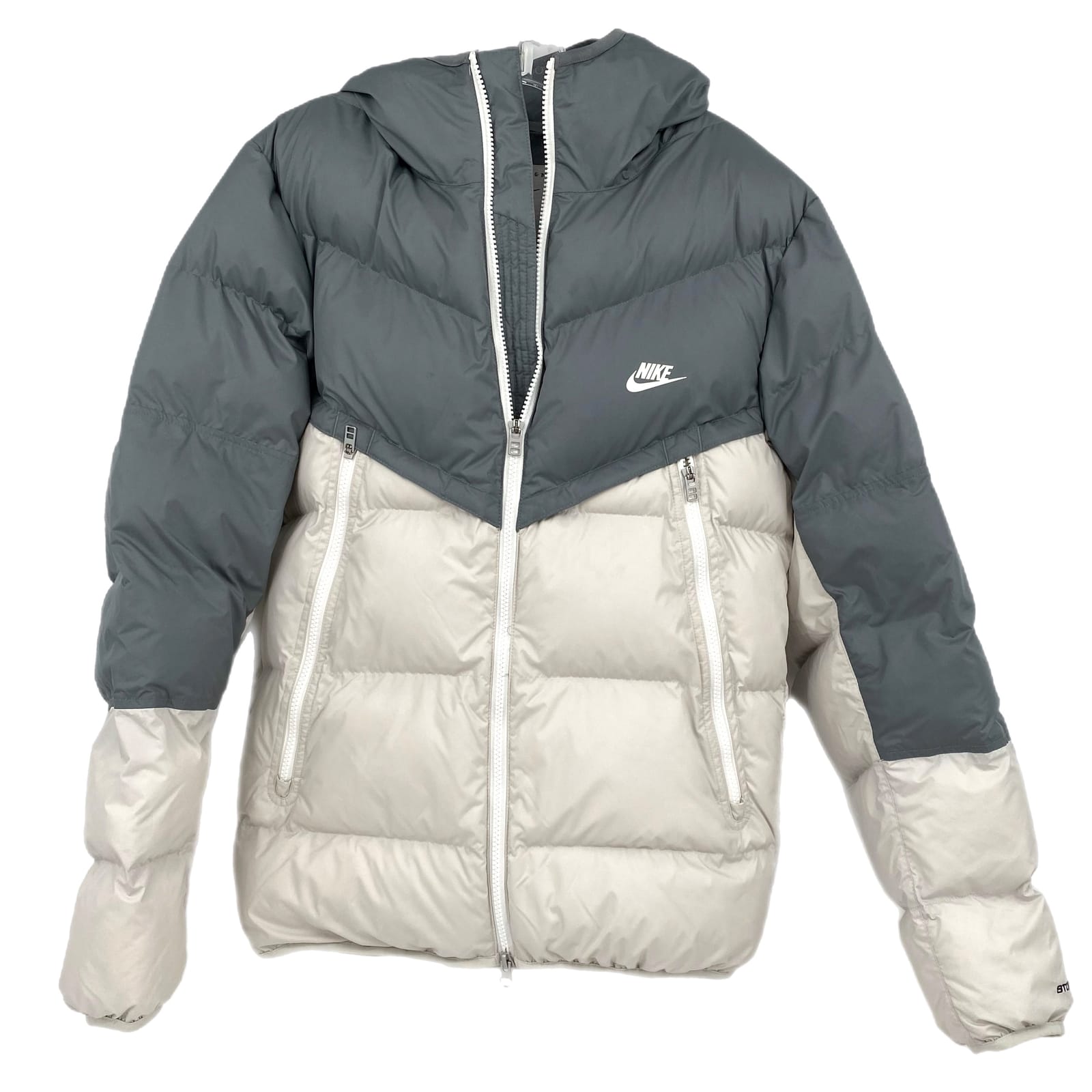 Nike White And Gray Zip Puffer Jacket