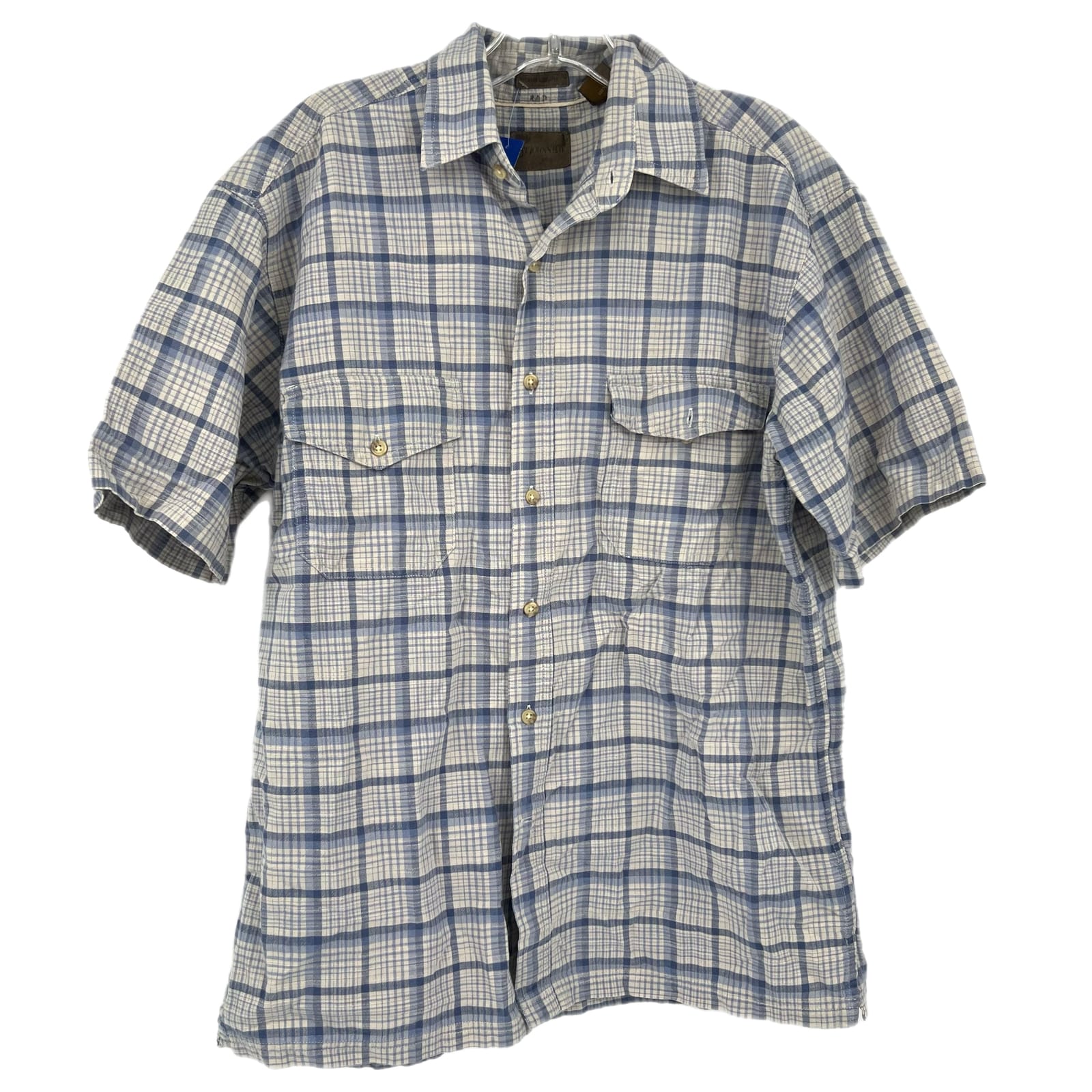 St. John’s Bay White and Blue Plaid Cotton Shirt