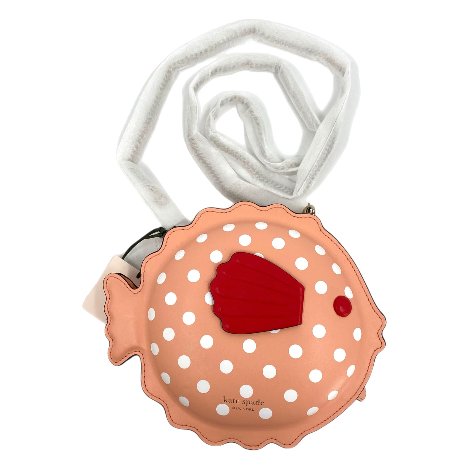 Kate Spade Orange Red Polka Dot Puffer Fish Crossbody Bag