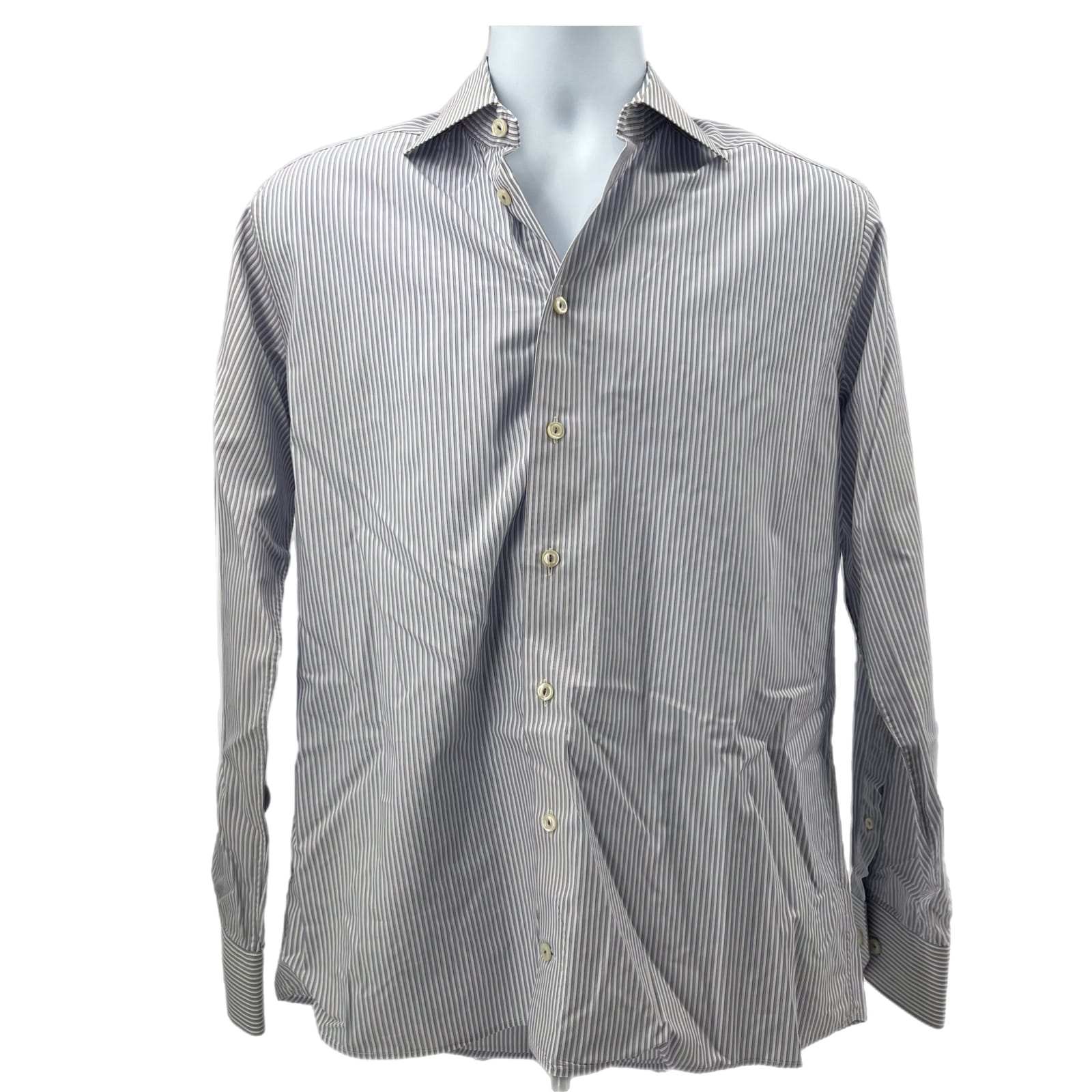 Eton Blue Striped Button-Up Dress Shirt