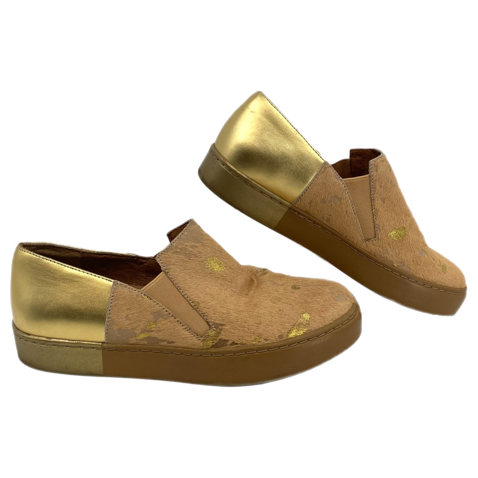 Free People Tan Gold Slip-On Sneakers