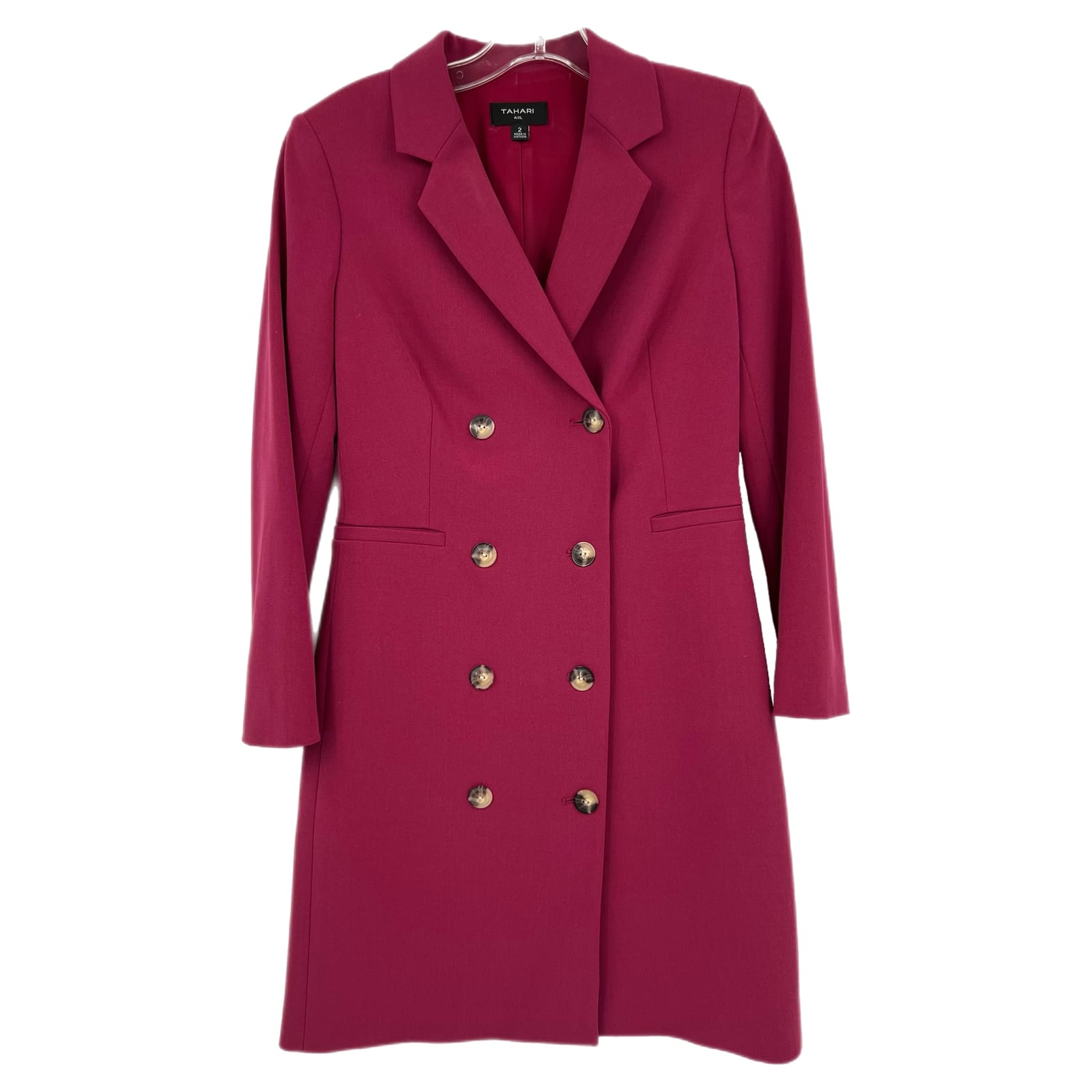 Tahari Purple Button Mid-Length Blazer Jacket