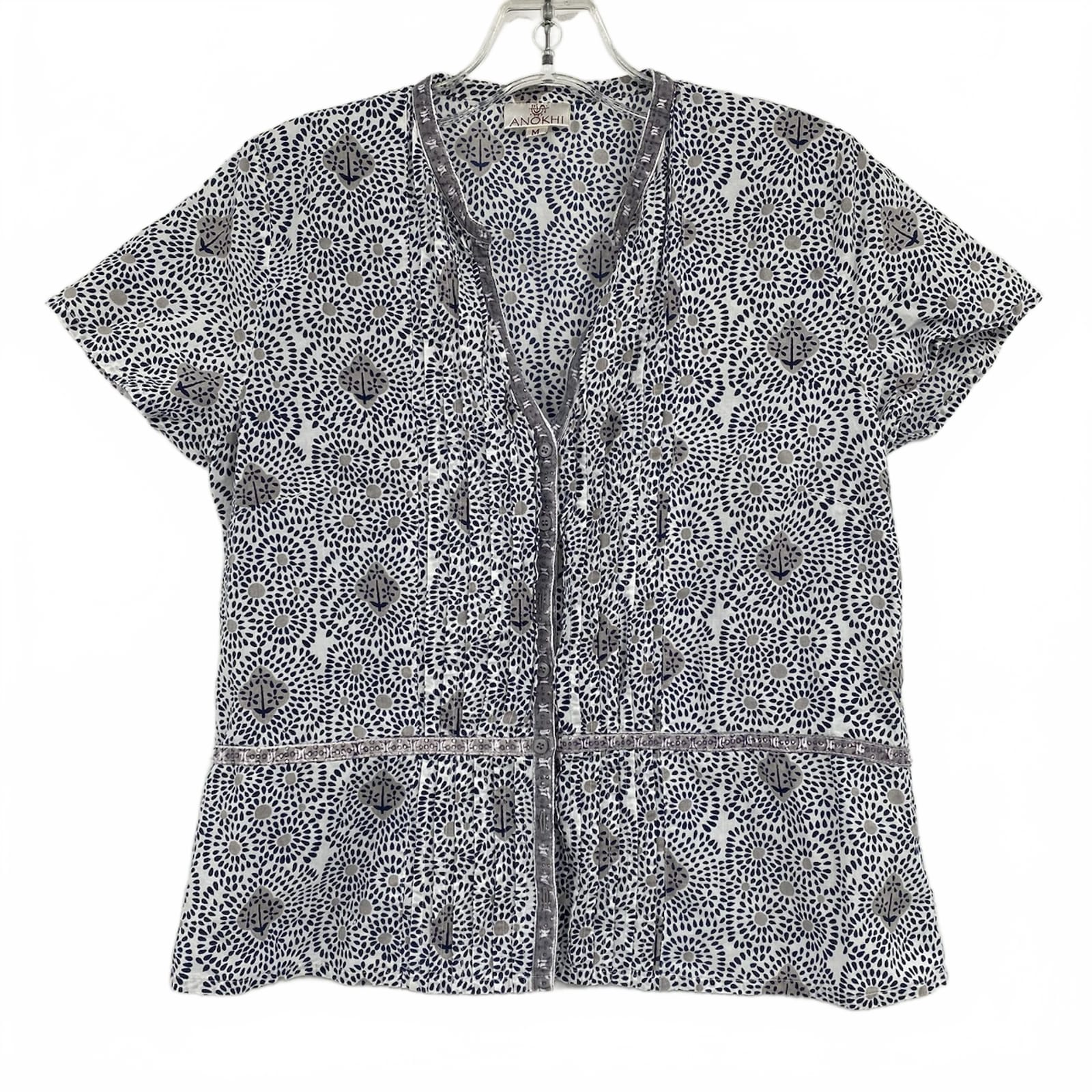 Anokhi White Blue Printed Blouse