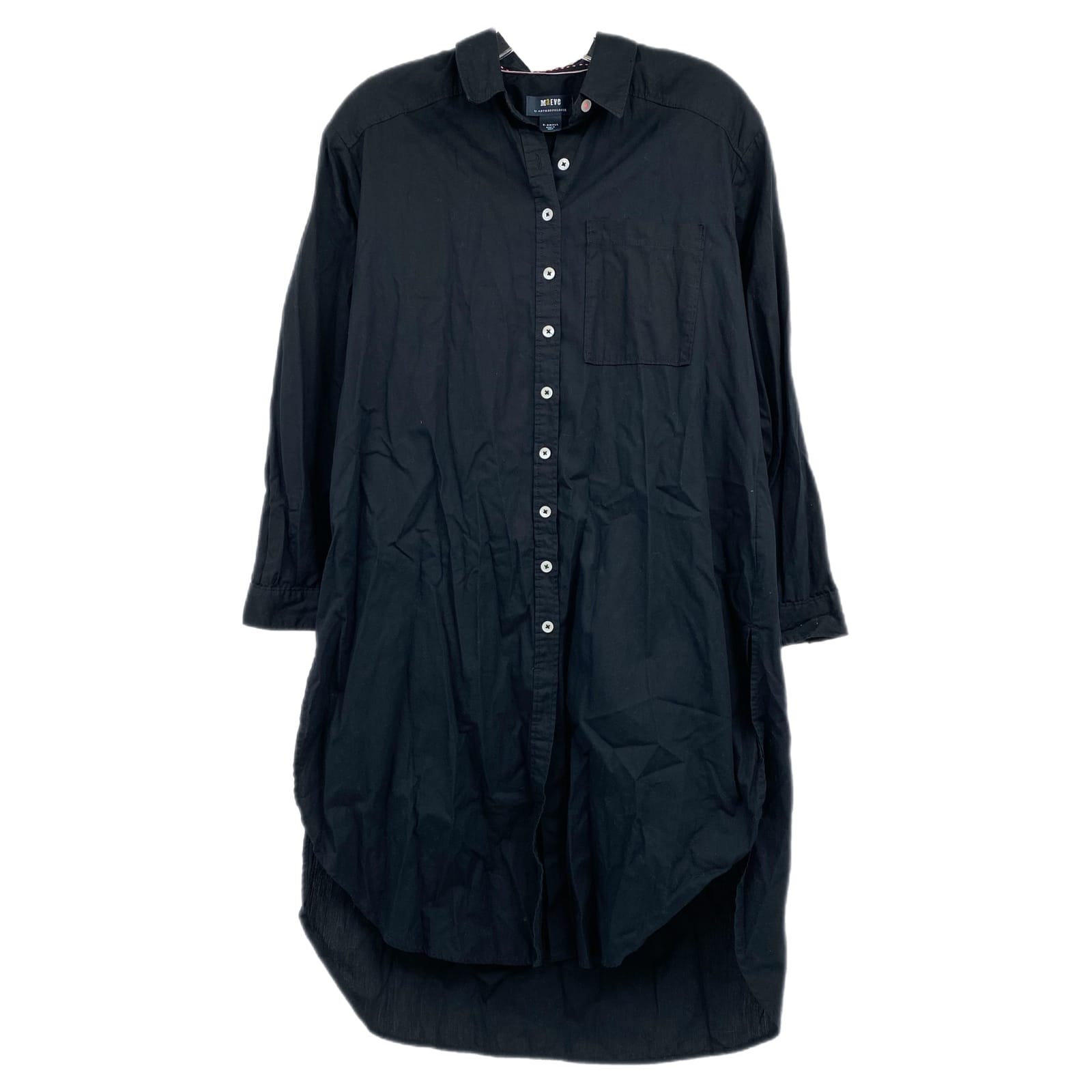 Maeve Black Cotton Midi Shirt Dress