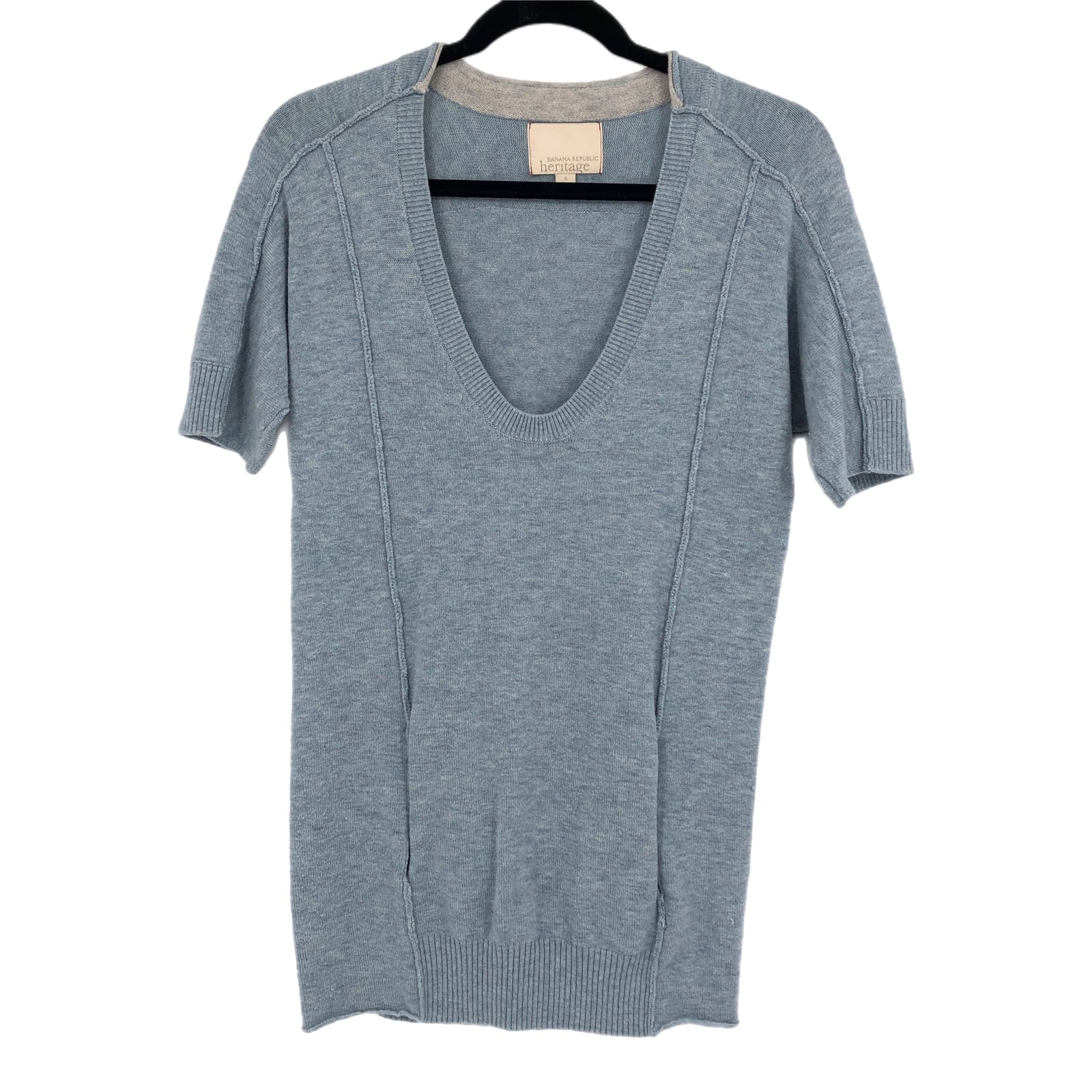 Banana Republic Blue Short Sleeve Scoop neck Sweater