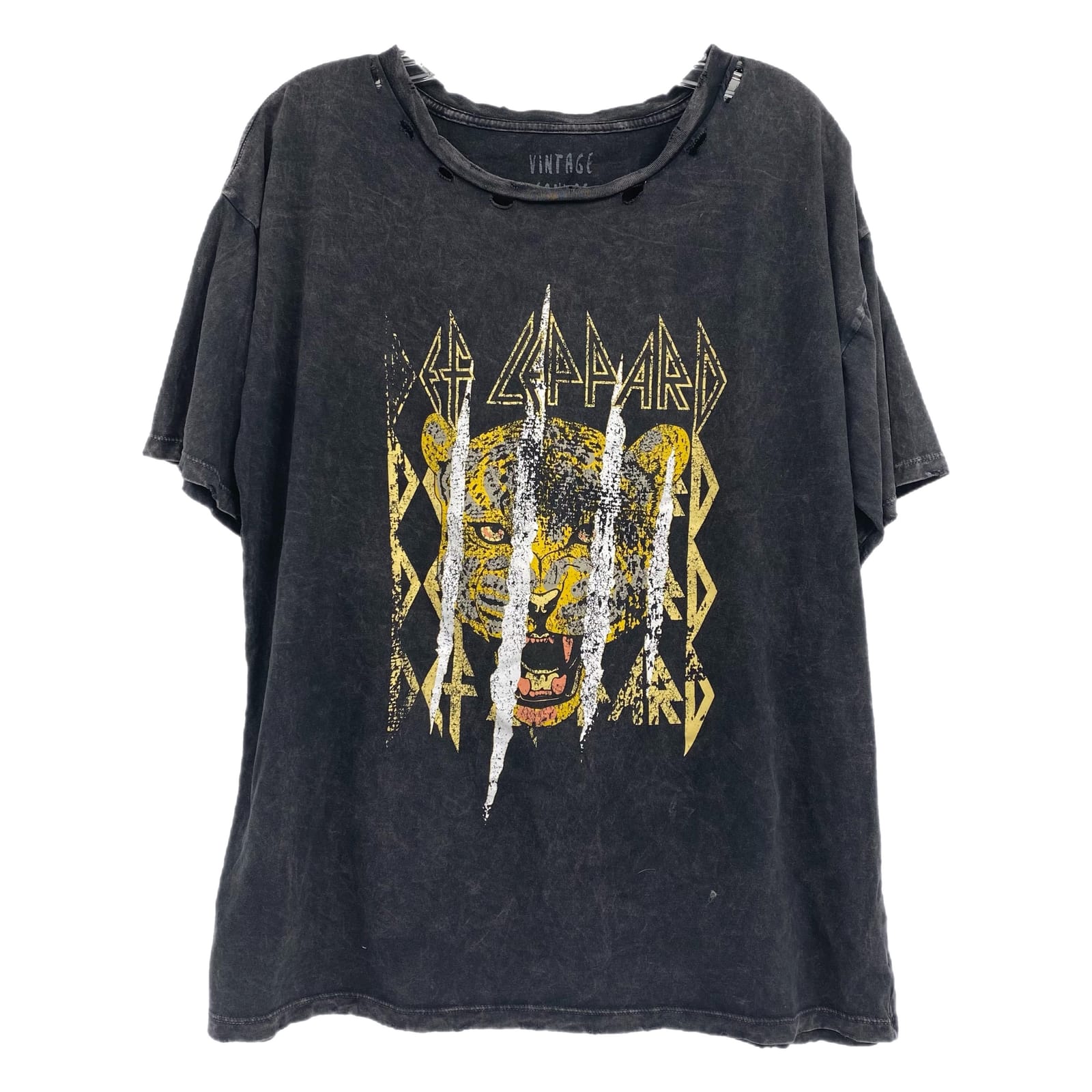 Vintage Canvas Gray Yellow Distressed Def Leppard Tee