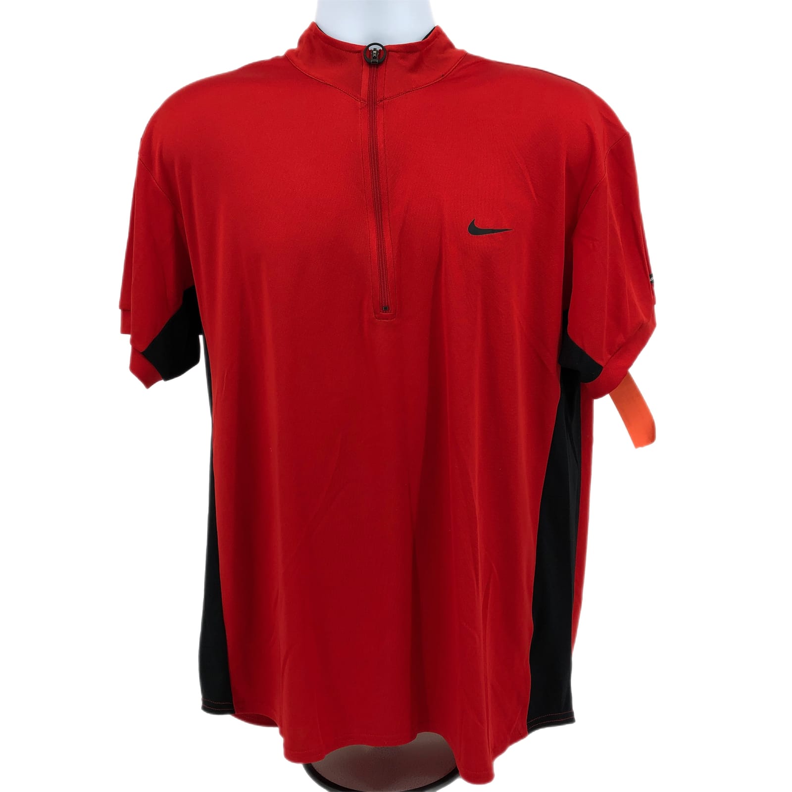 Nike Red-Black 1/2 Zip Logo Accent T-Shirt