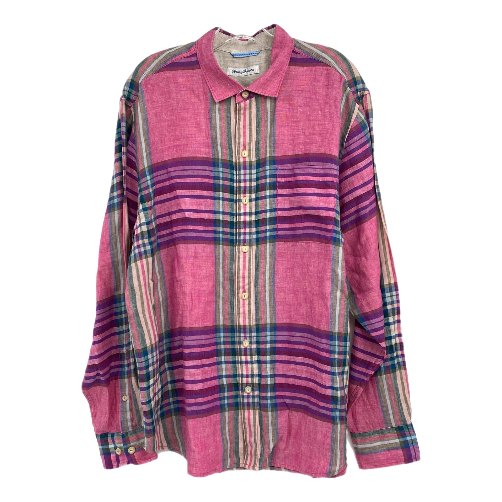 Tommy Bahama Pink Purple Linen Casual Button-Up Shirt