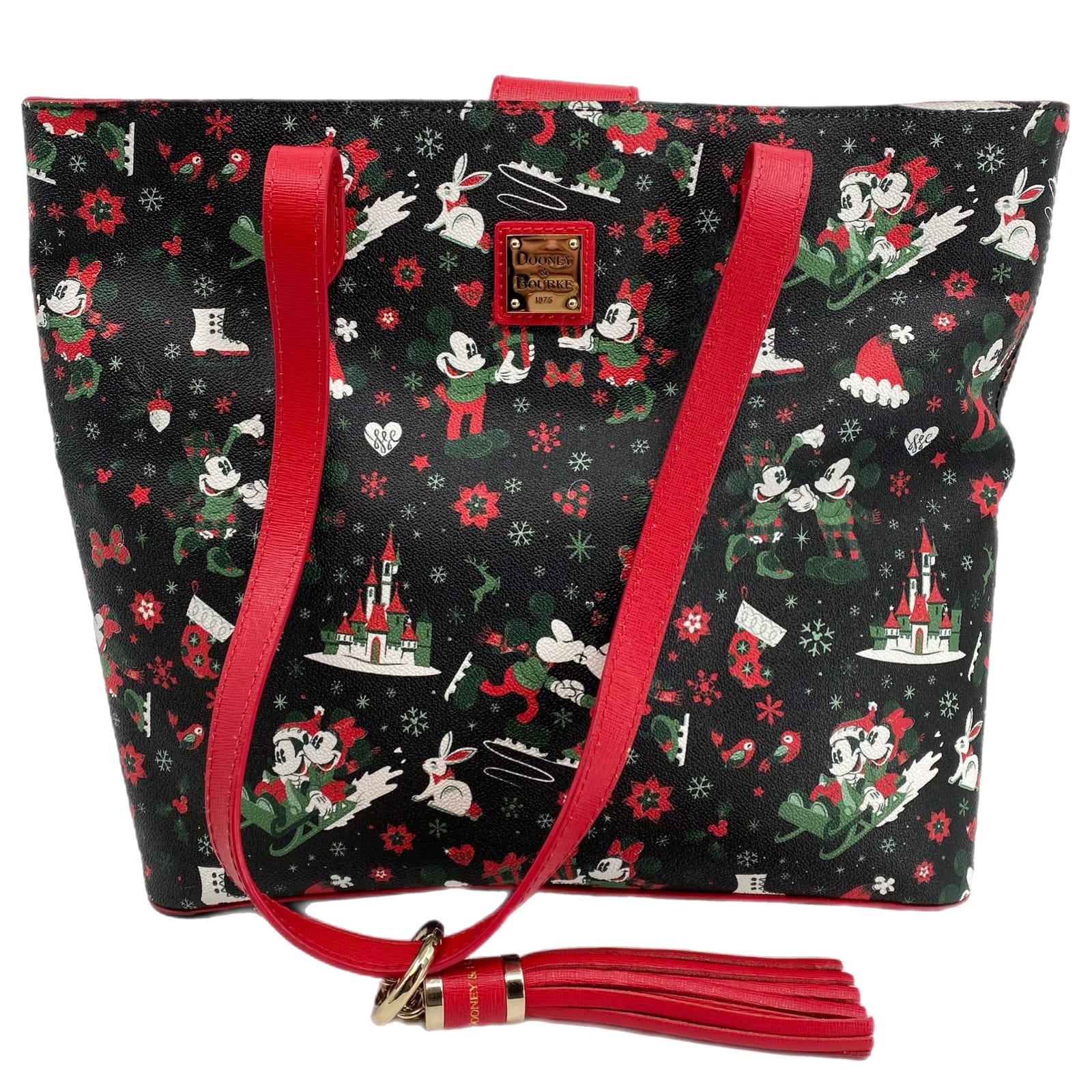 Dooney & Bourke Black/Red Mickey/Minnie Christmas Tote