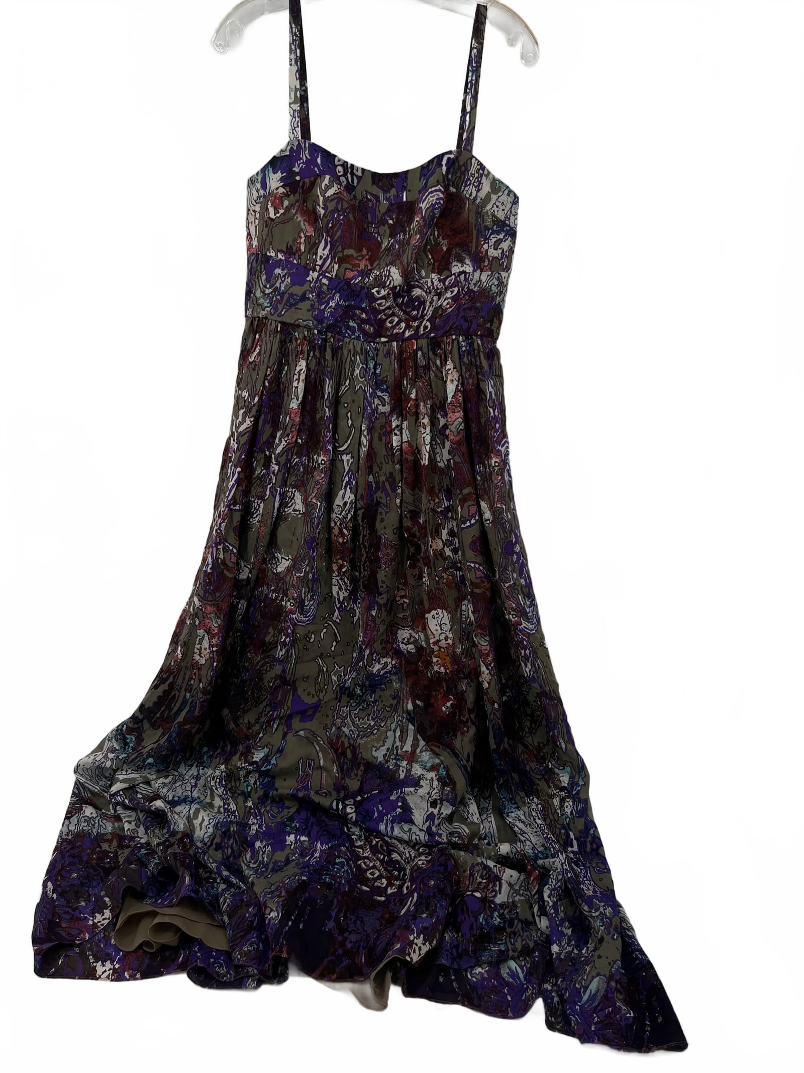 Suzi Chin for Maggie boutique Maxi Dress Floral Purple Green