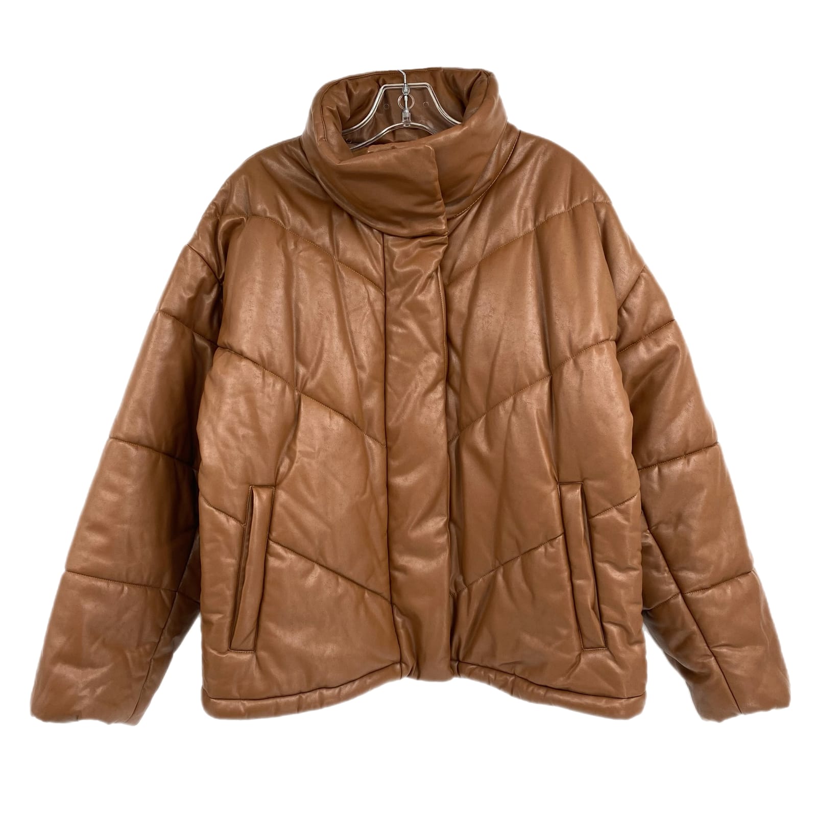 Wilfred Brown Duvet Faux Leather Puffer Jacket
