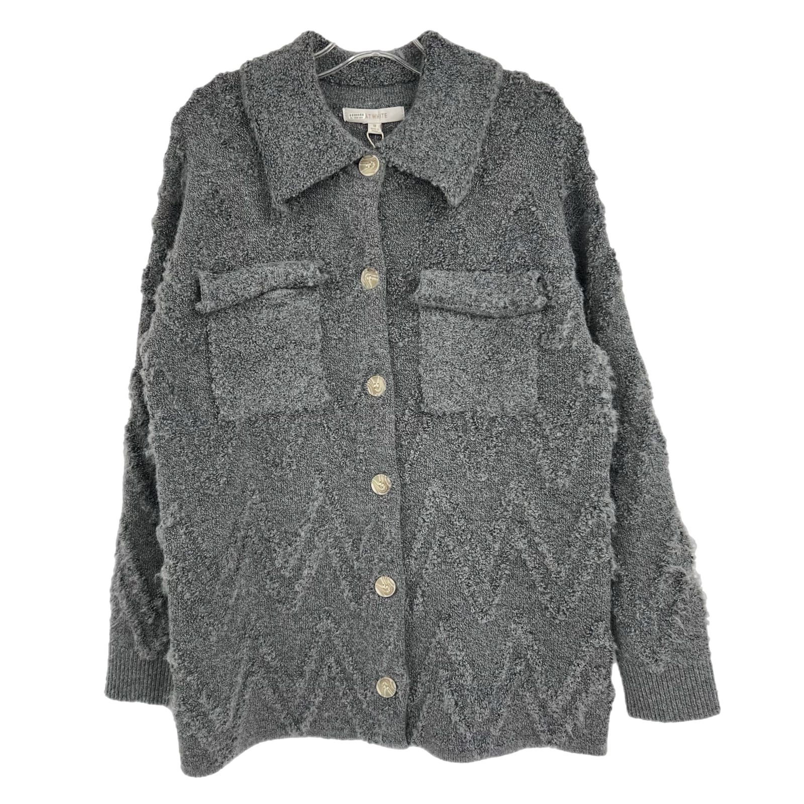Flat White Gray Button-Up Knit Shacket