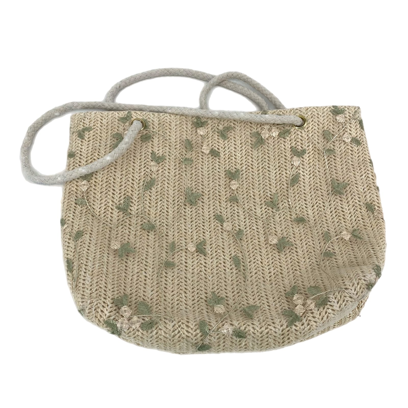 Beige-Green Classic Embroidered Shoulder Bag