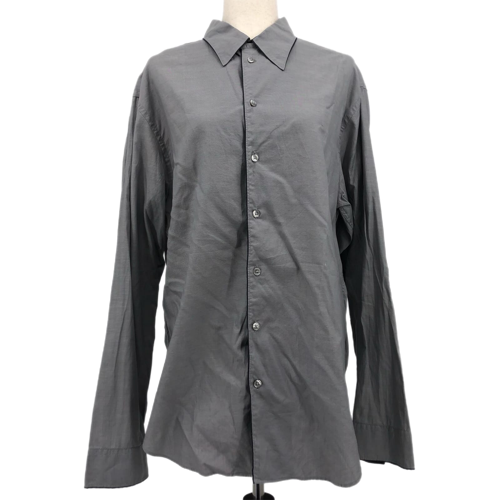 Armani Collezioni Gray-Black Contrasting Trim Button-Up