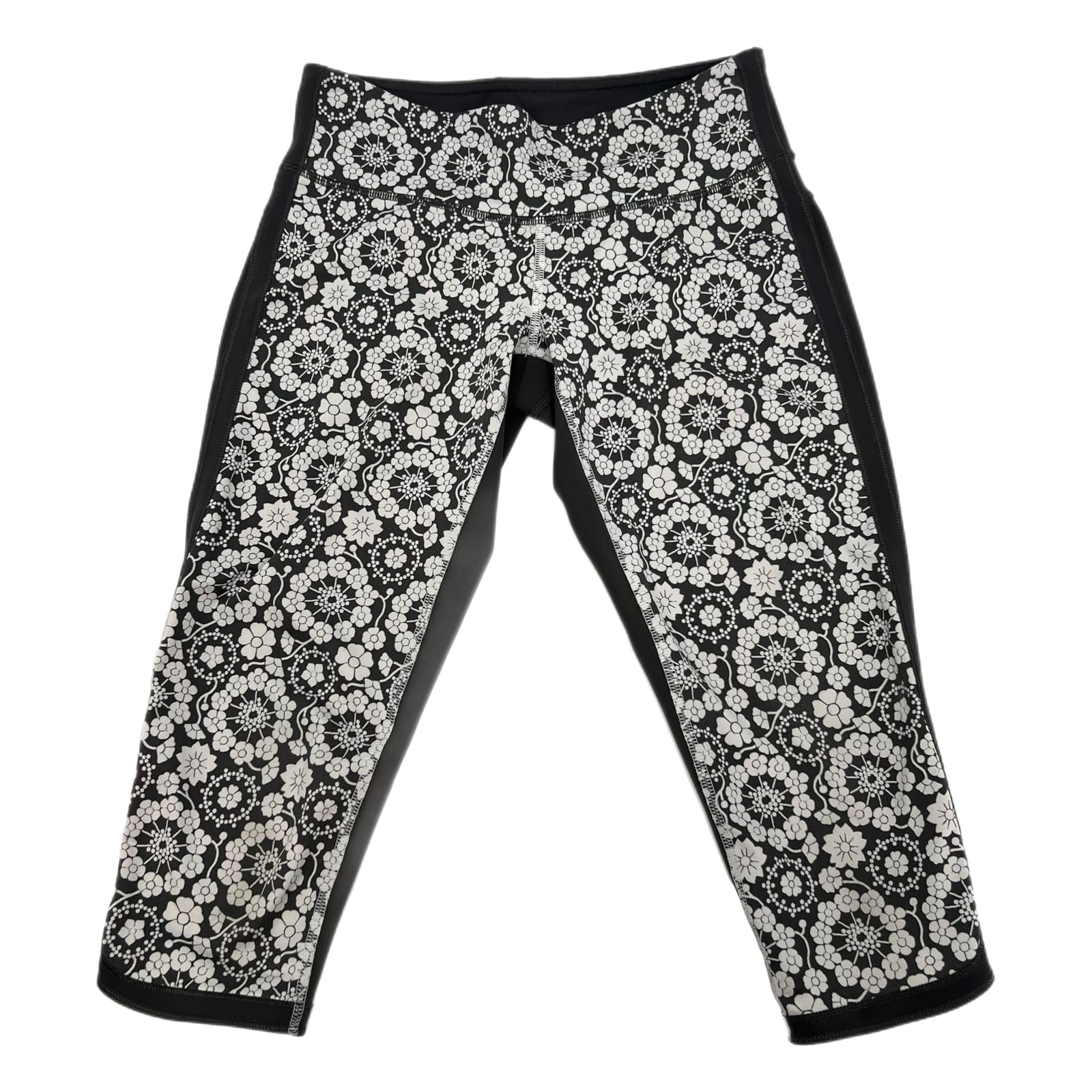 Lululemon Gray White Floral Capri Leggings