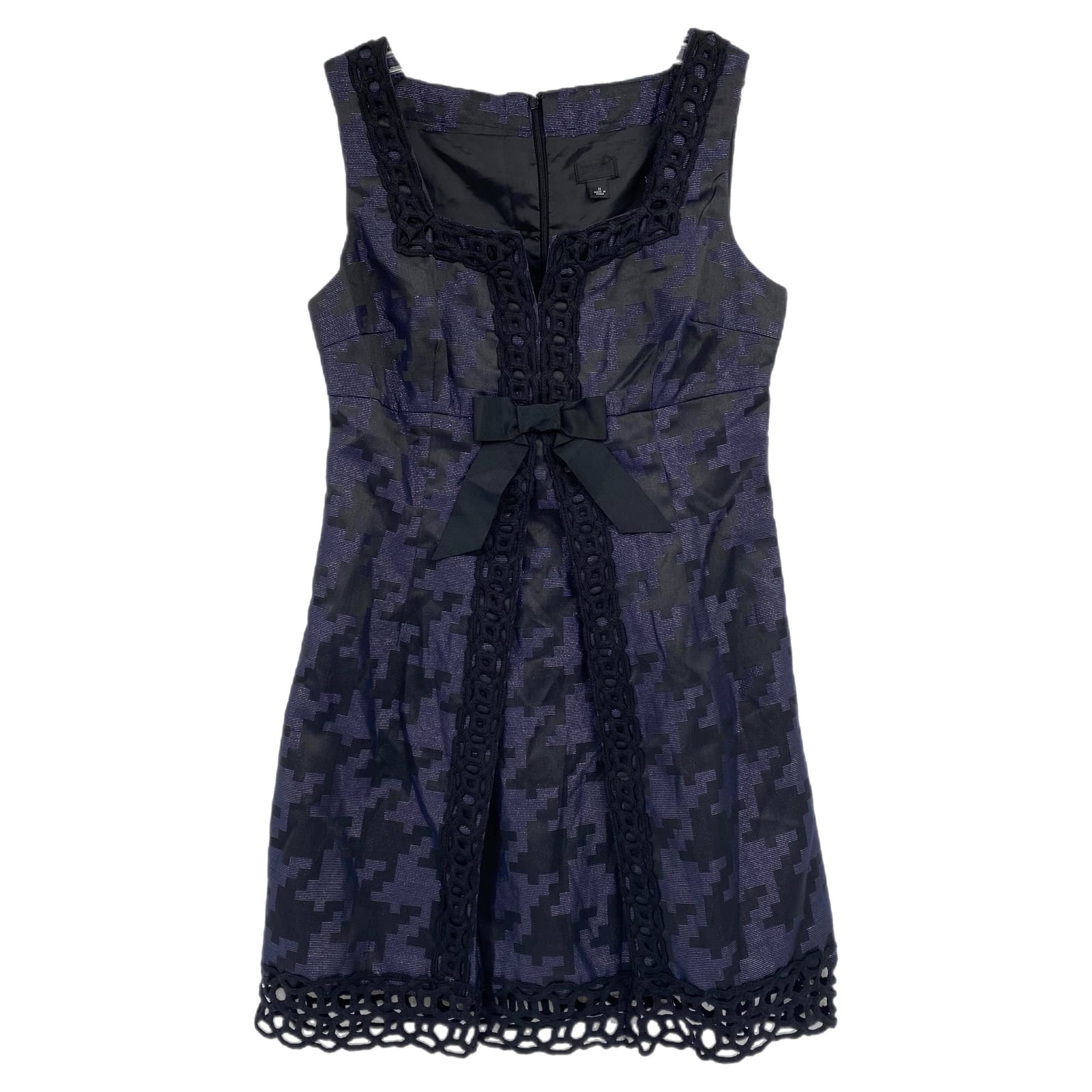 Anna Sui for Target Black & Navy Metallic Houndstooth Mini Dress