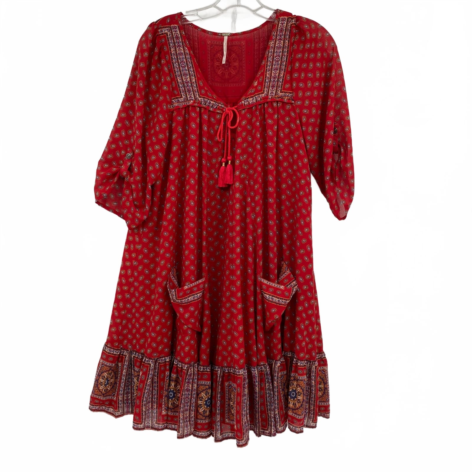 Free People Red Paisley Mini Dress