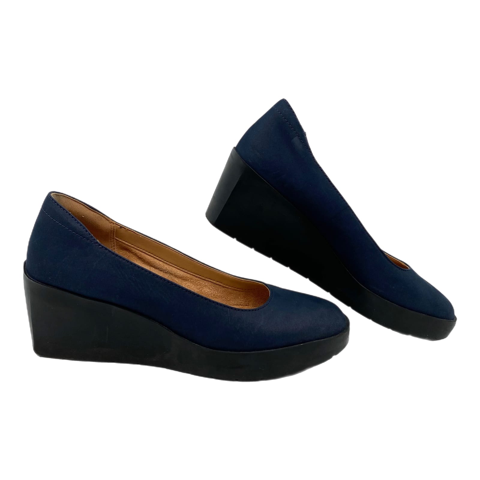 Vionic Blue Suede Wedges