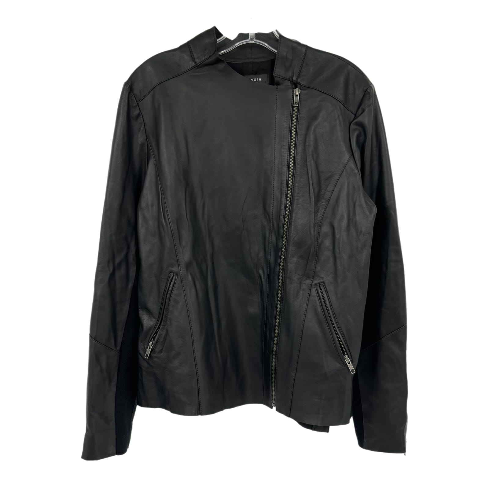 Halogen Black Zip Classic Leather Jacket