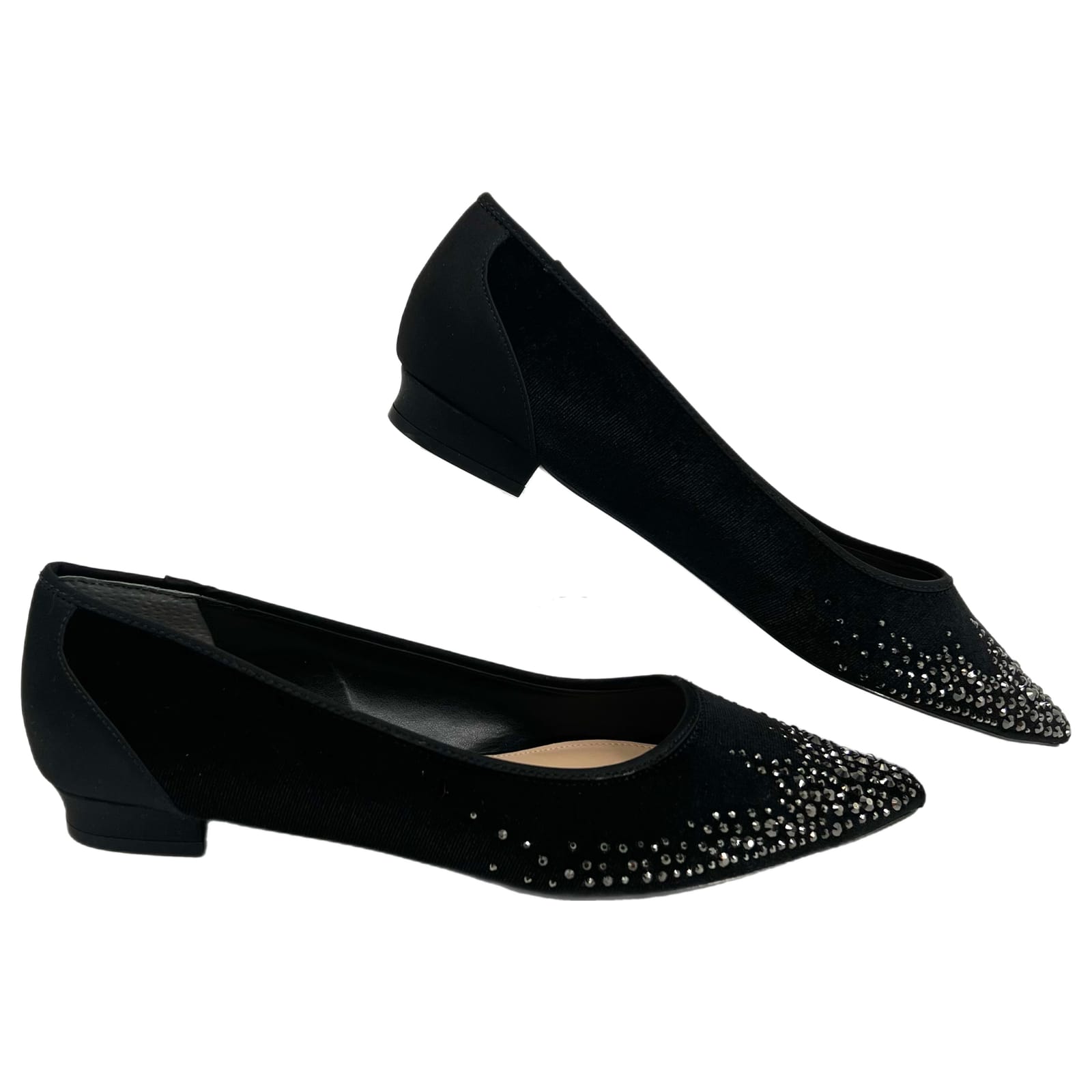 Nina Black Rhinestone Pointed Toe Flats