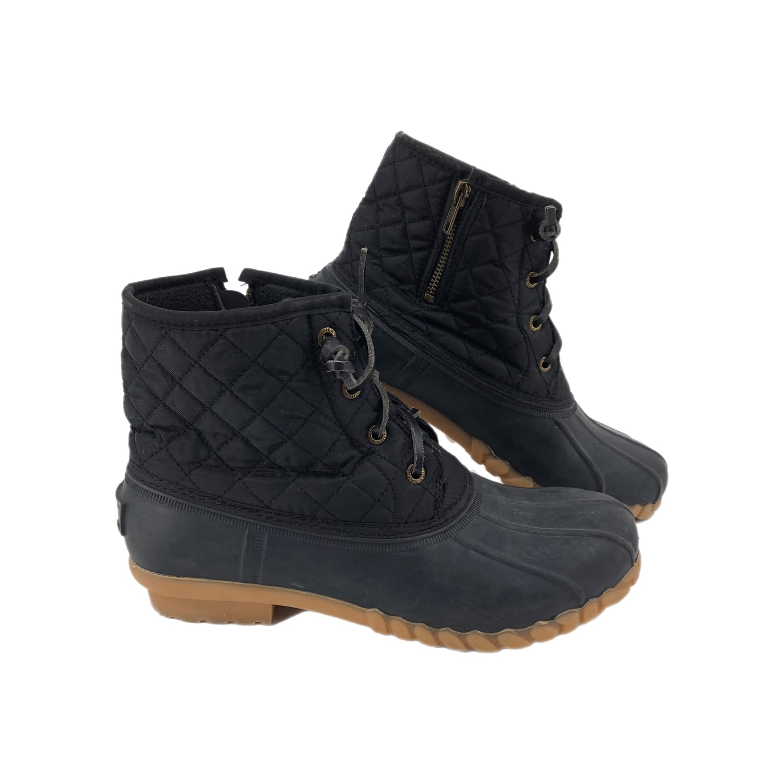 Nautica Black & Blue Lace Up Winter & Rain Boots