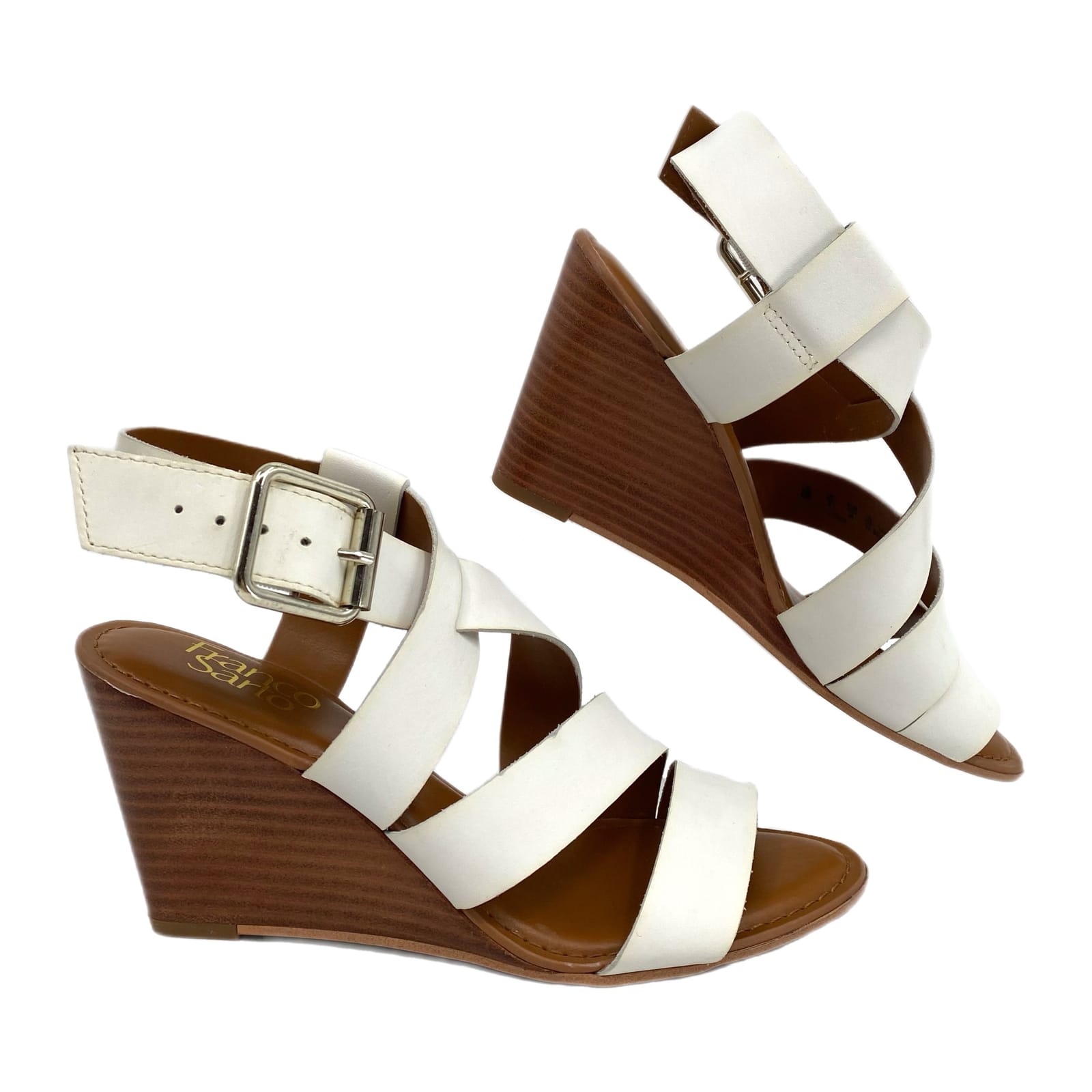 Franco Sarto White Strappy Wedge Sandals