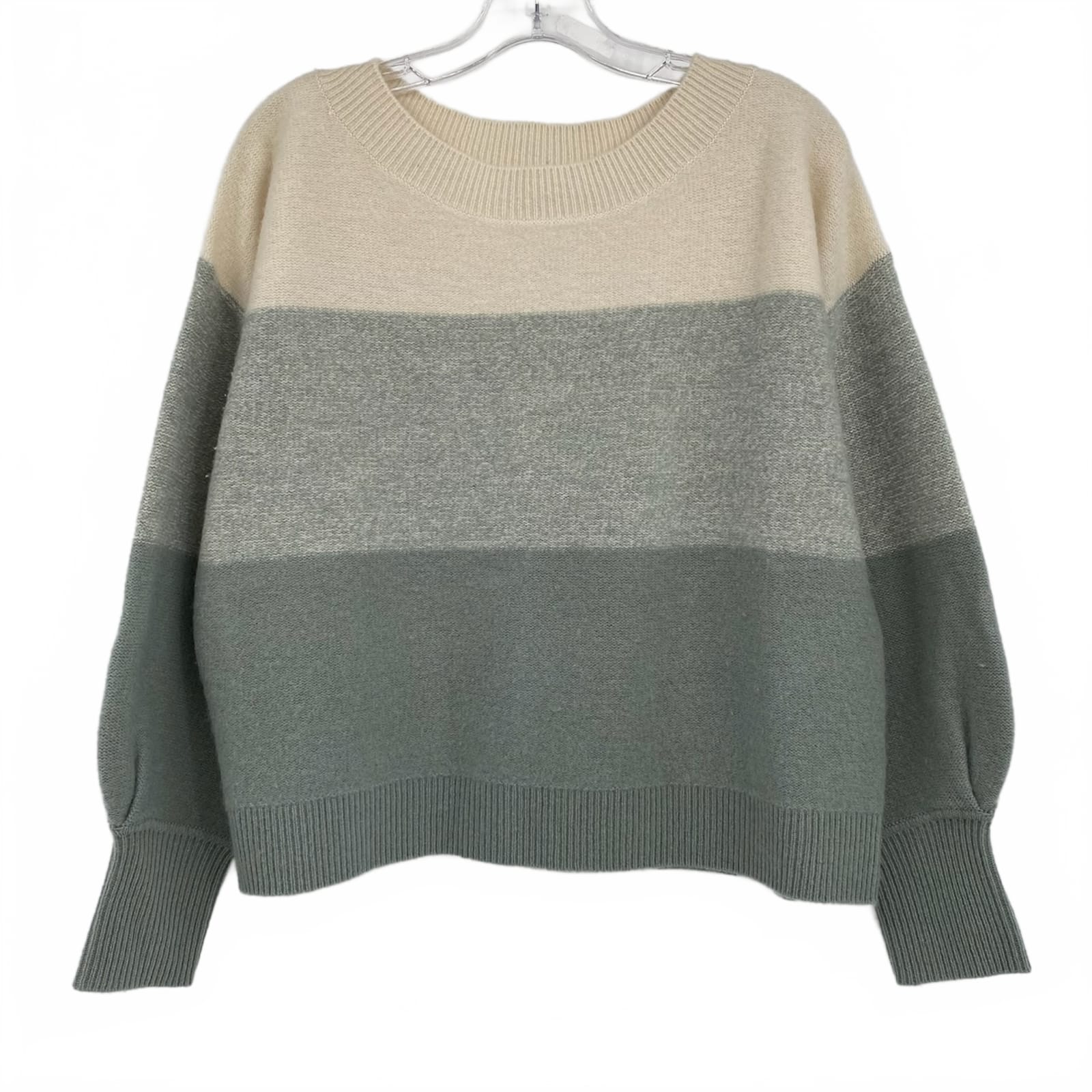 Club Monaco Beige Green Colorblock Cashmere Sweater