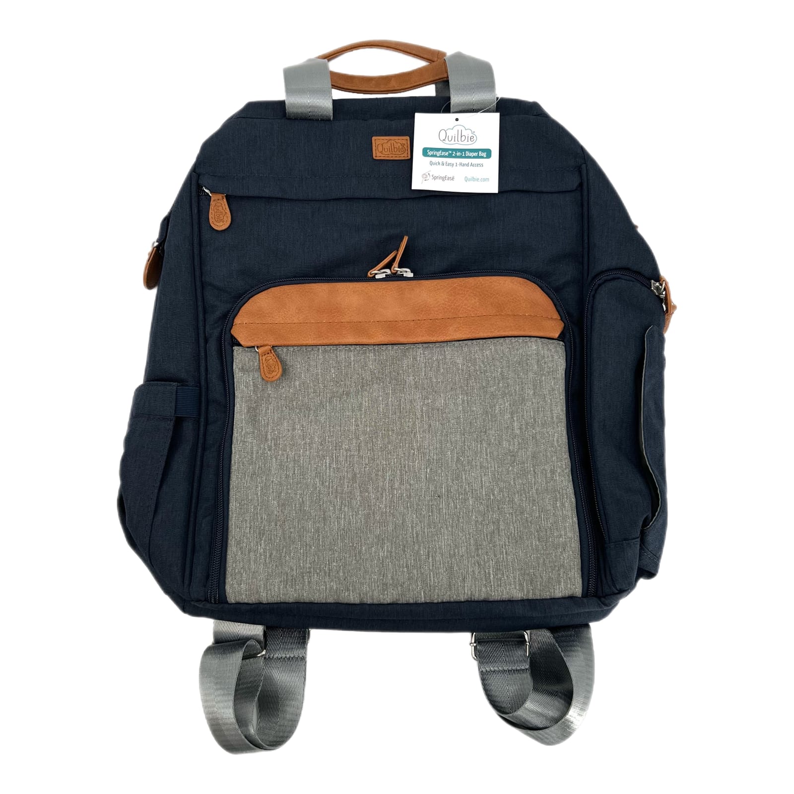 Quilbie Blue Zip Classic Diaper Bag Backpack