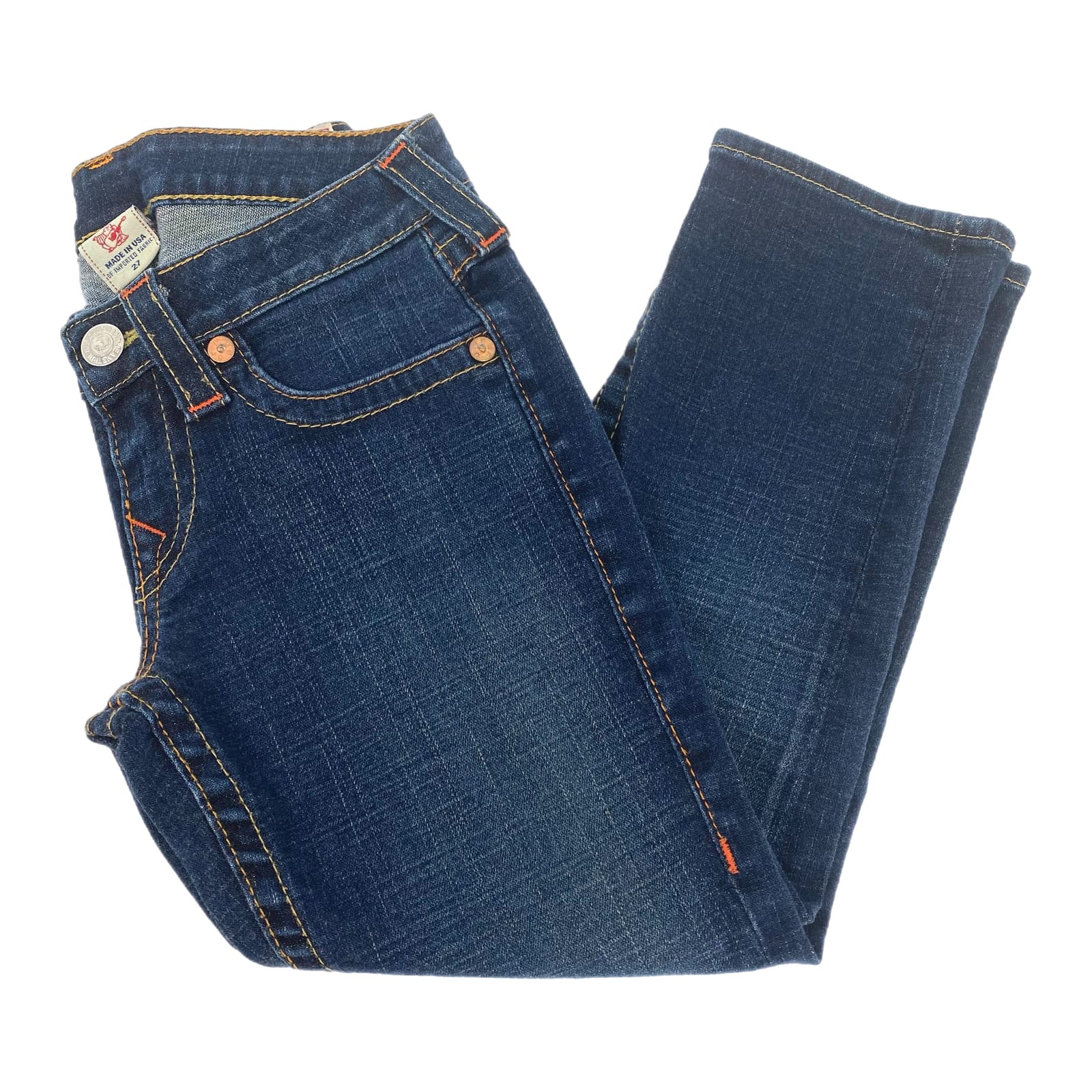 True Religion Blue Dark Wash Capri Jeans