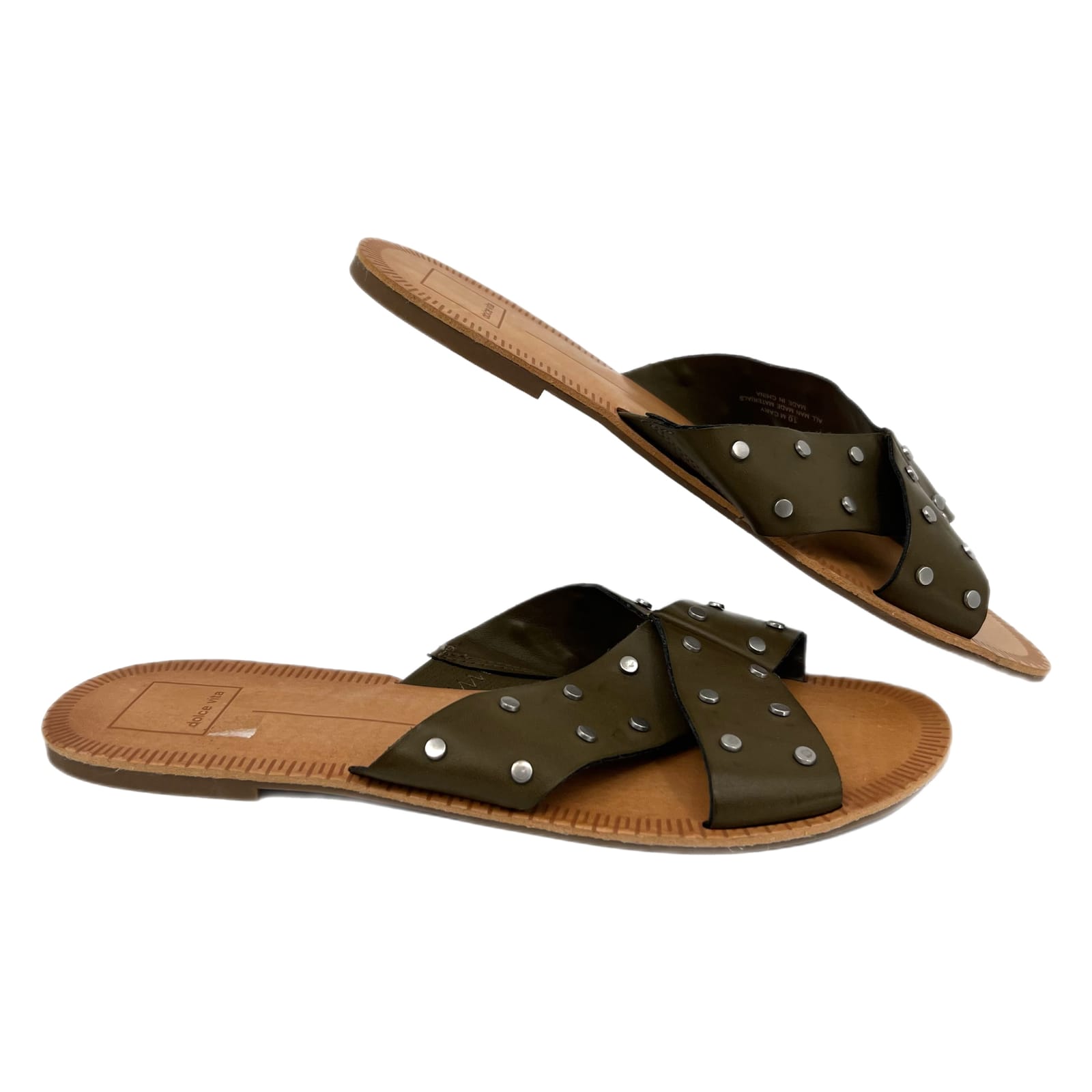 Dolce Vita Green Studded Slide Sandals