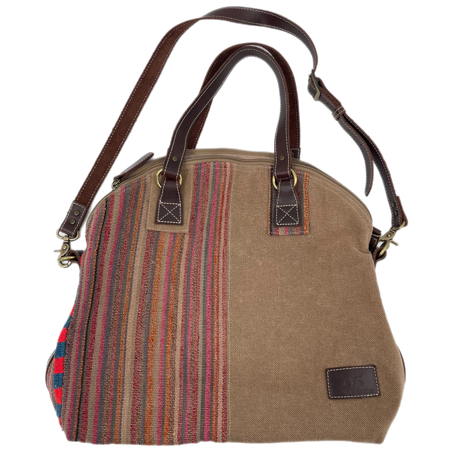 Fredd + Basha Tan & Pink Canvas Tote