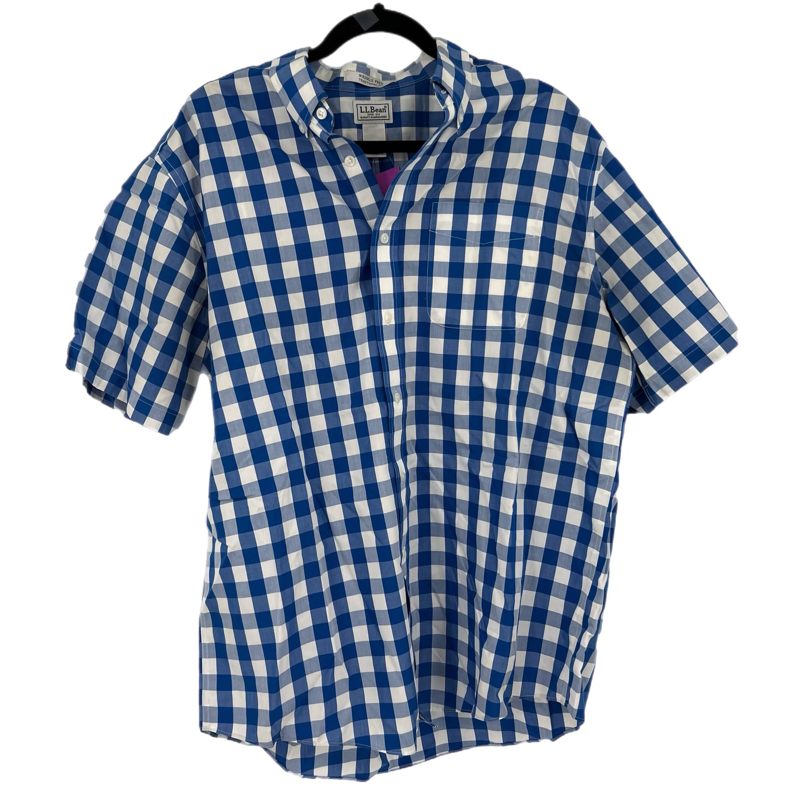 L.L. Bean Blue Plaid Cotton Button-Up Shirt