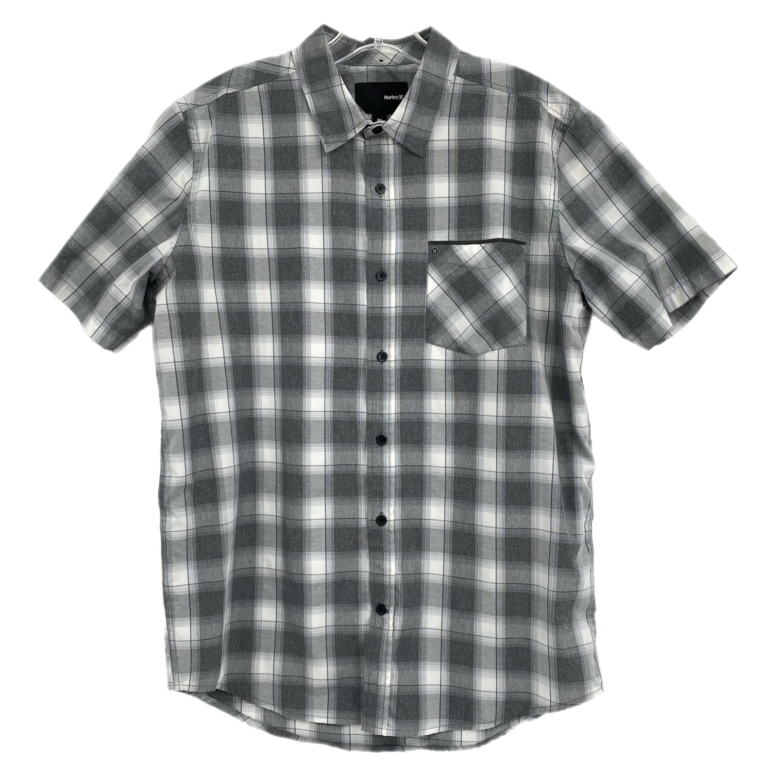 Hurley Gray Plaid Short Sleeve Button-Up Shirt